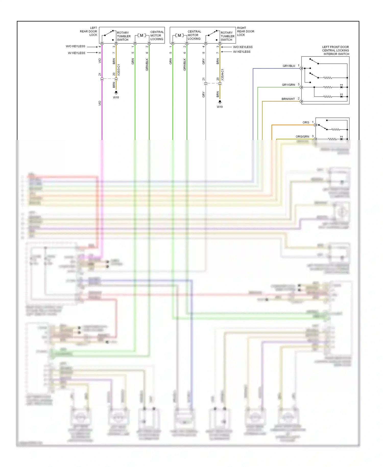Wiring diagram left front door exit, warning lamp for Mercedes-Benz E-class W212/S212/C207/A207 (2009-2013) (2 of 4)