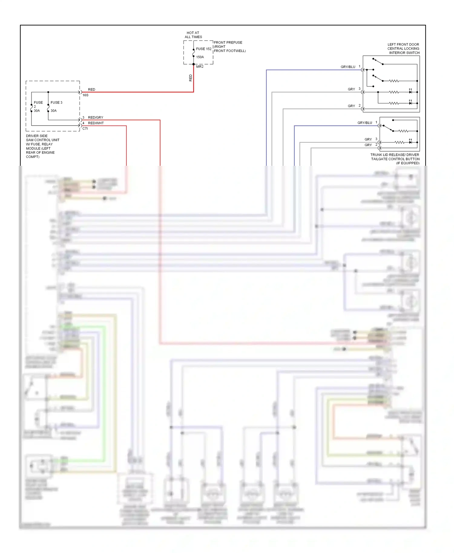 Wiring diagram left front door exit, warning lamp for Mercedes-Benz E-class W212/S212/C207/A207 (2009-2013) (1 of 4)