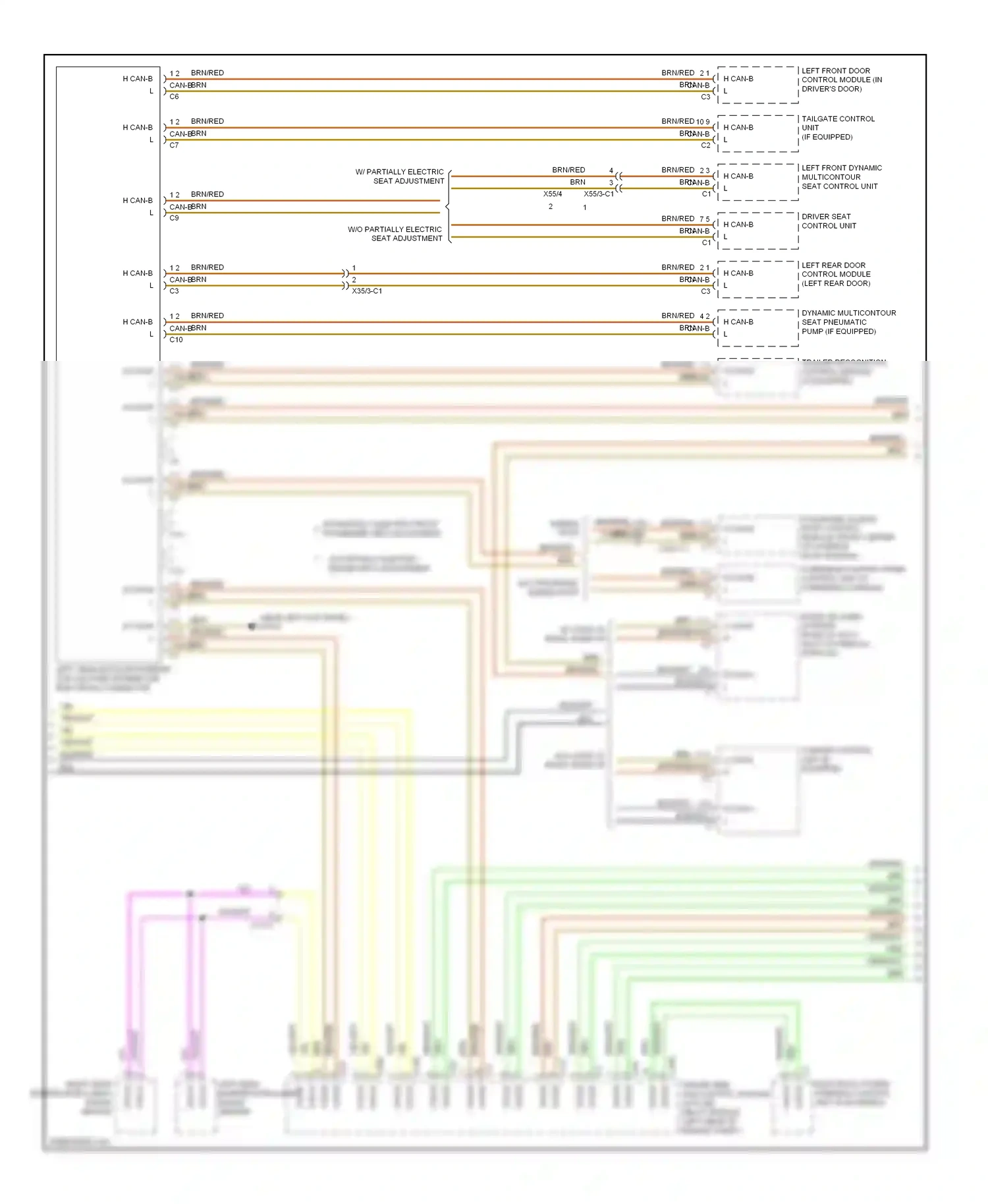 Wiring diagram left front dynamic multicontour seat control unit for Mercedes-Benz E-class W212/S212/C207/A207 (2009-2013) (2 of 2)