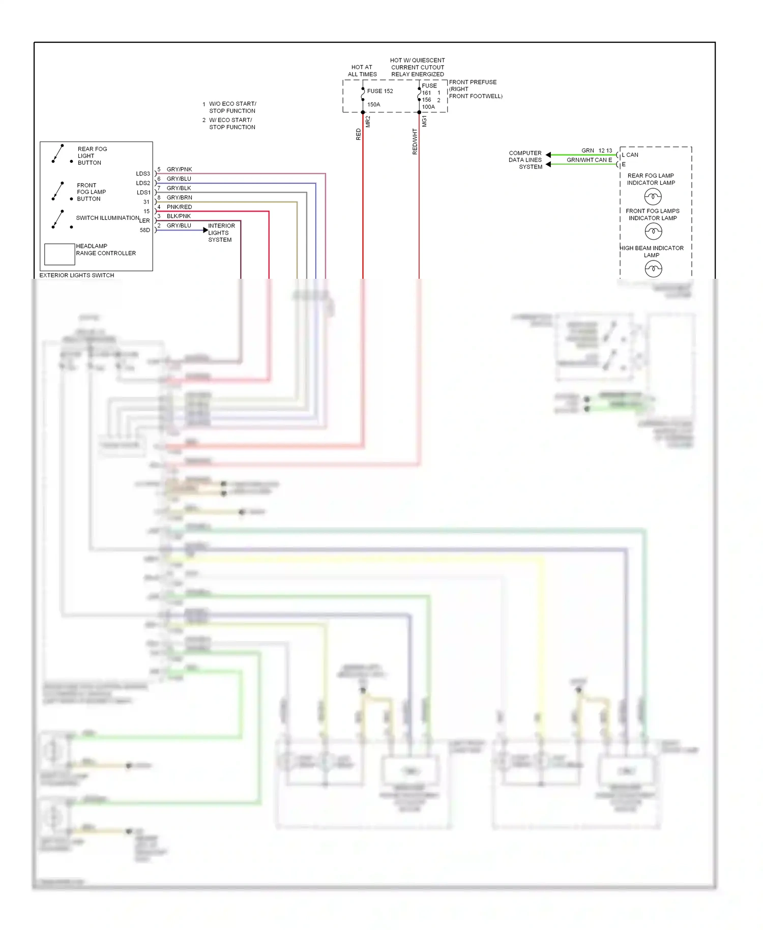 Wiring diagram left front lamp unit for Mercedes-Benz E-class W212/S212/C207/A207 (2009-2013) (3 of 8)