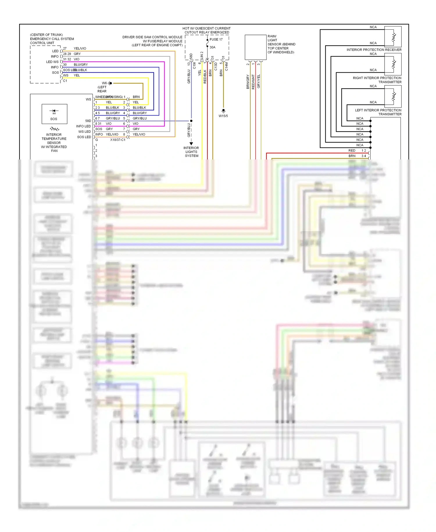 Wiring diagram left interior protection transmitter for Mercedes-Benz E-class W212/S212/C207/A207 (2009-2013) (3 of 3)