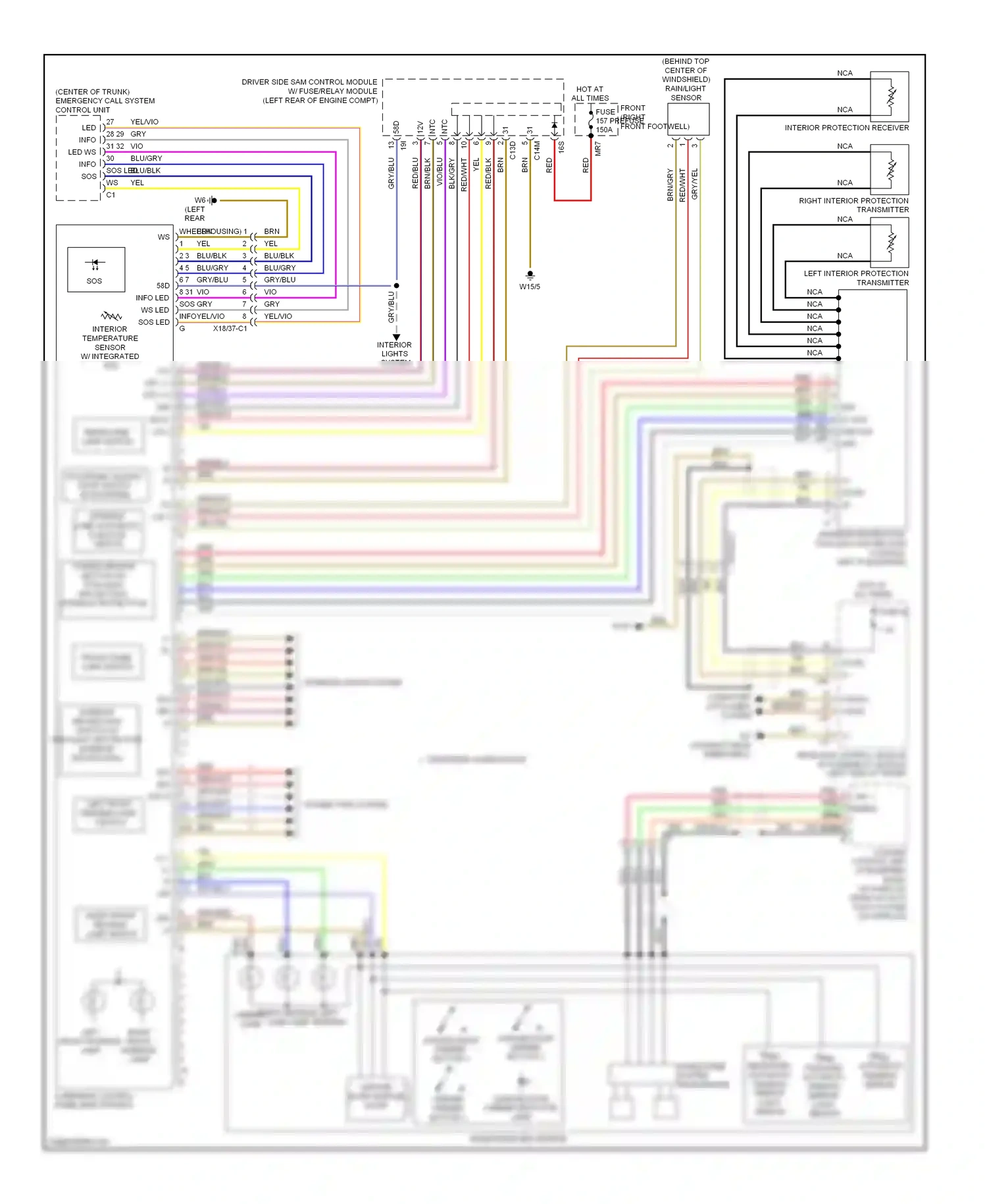 Wiring diagram left interior protection transmitter for Mercedes-Benz E-class W212/S212/C207/A207 (2009-2013) (2 of 3)