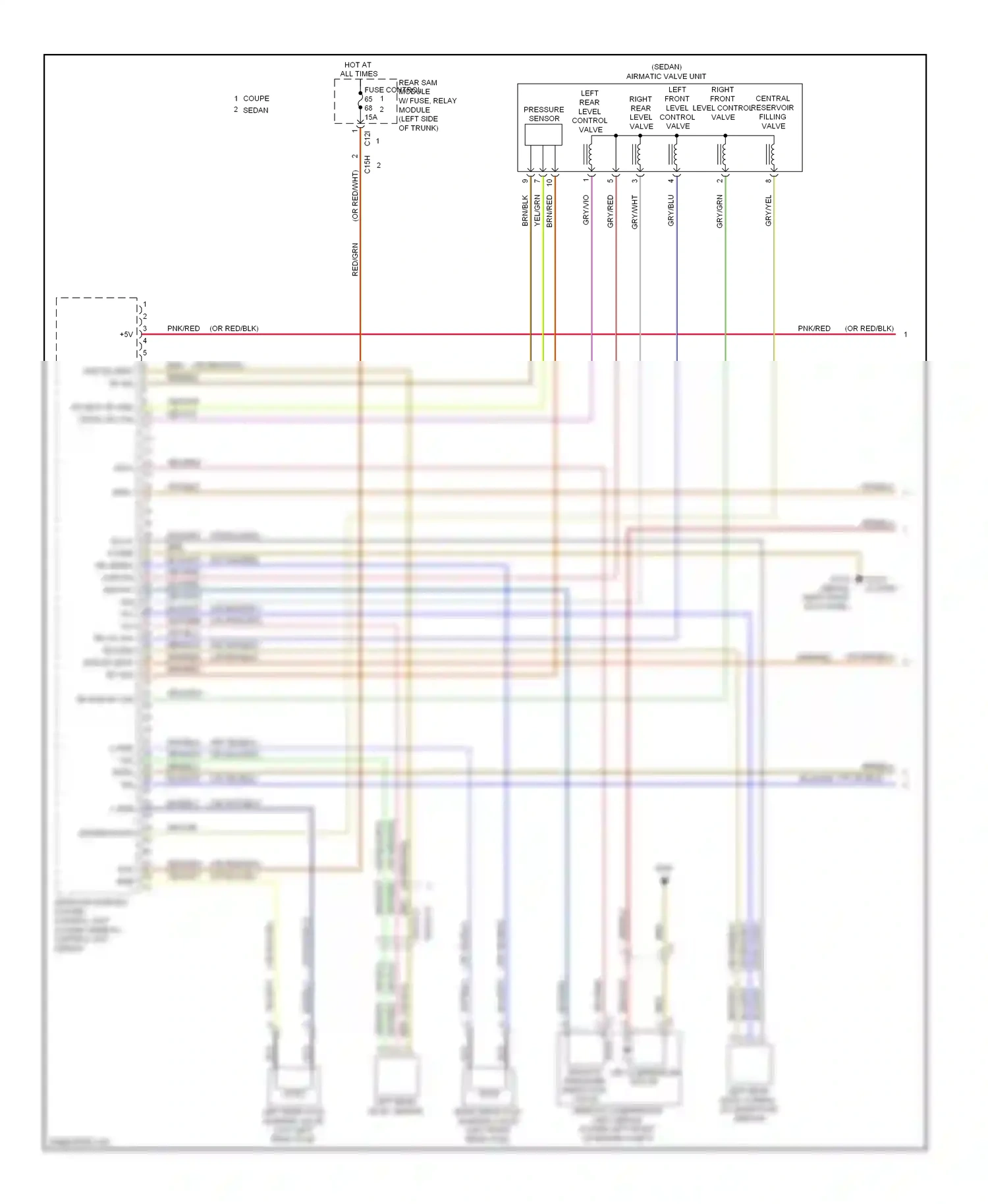 Wiring diagram left rear level sensor for Mercedes-Benz E-class W212/S212/C207/A207 (2009-2013) (1 of 2)