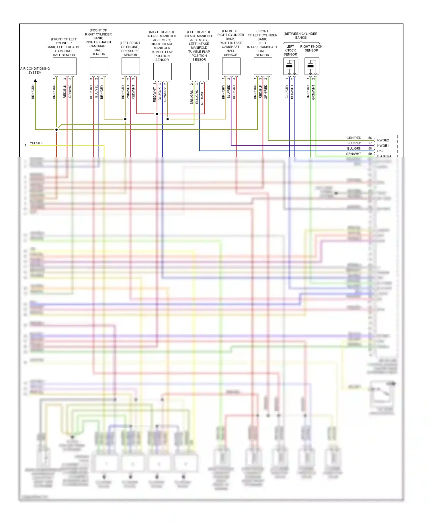 Wiring diagram left right knock knock sensor sensor for Mercedes-Benz E-class W212/S212/C207/A207 (2009-2013) (2 of 2)