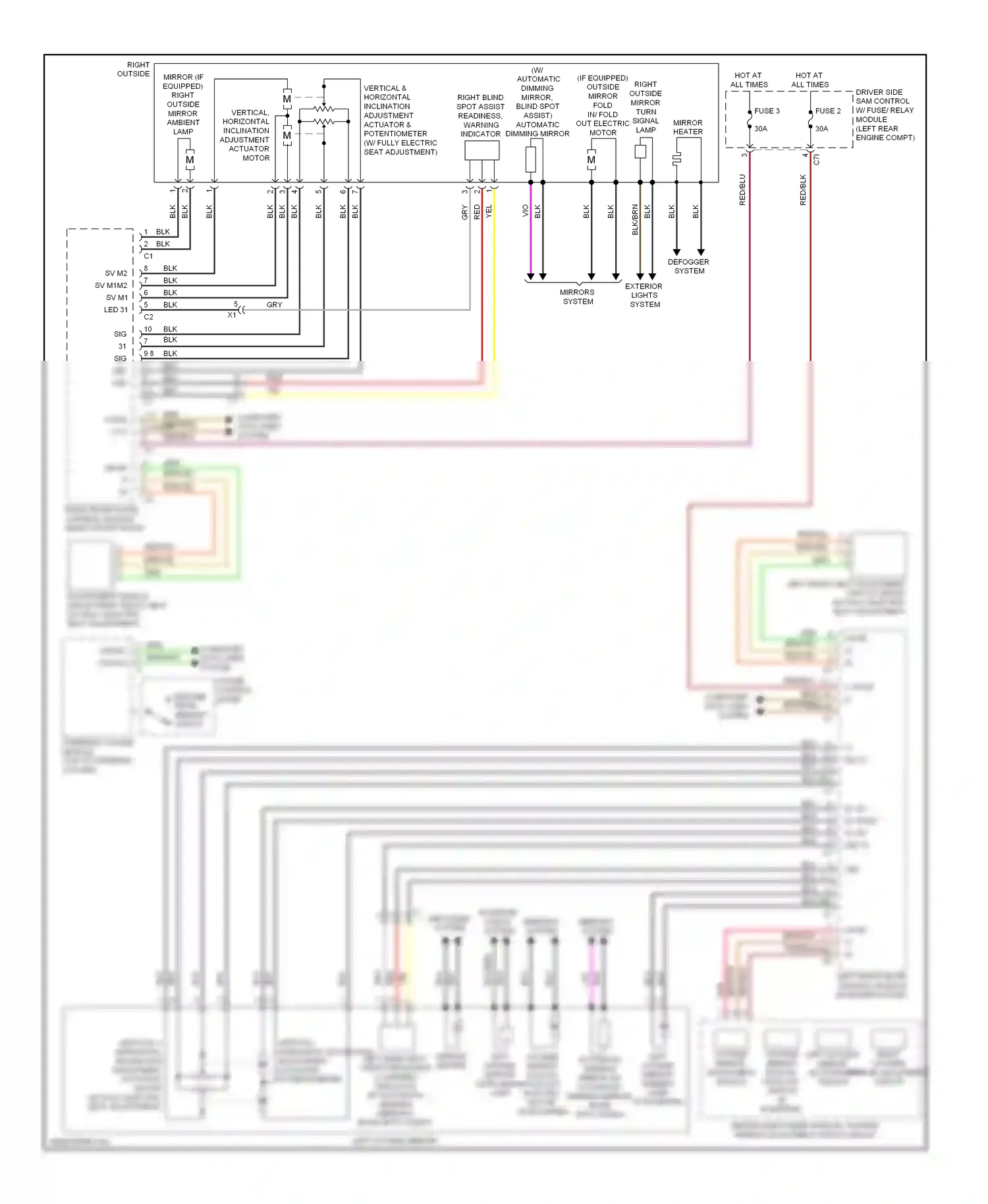 Wiring diagram mirrors system for Mercedes-Benz E-class W212/S212/C207/A207 (2009-2013) (2 of 2)