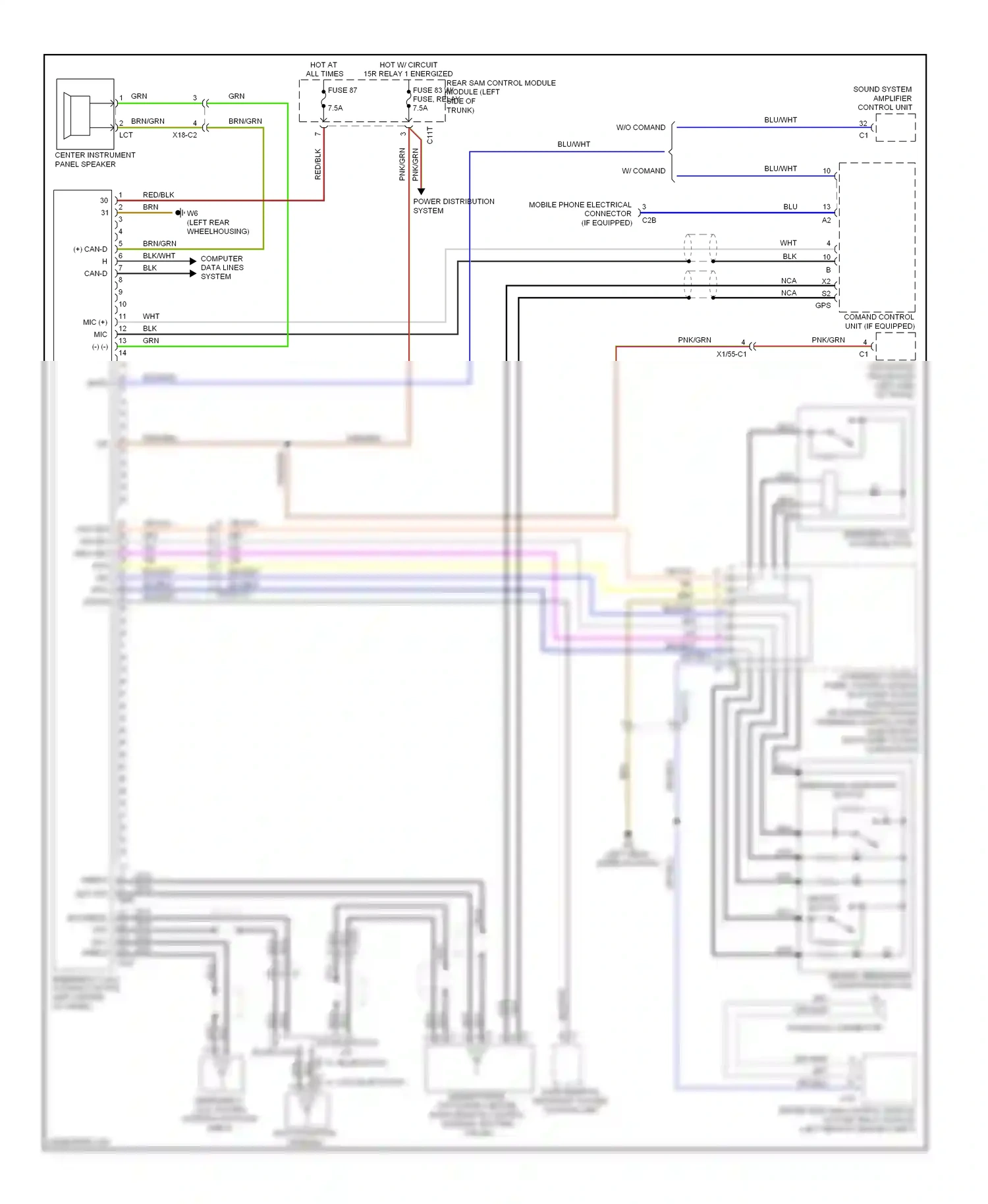 Wiring diagram overhead control panel control module (w/ power tilting/ for Mercedes-Benz E-class W212/S212/C207/A207 (2009-2013) (1 of 1)