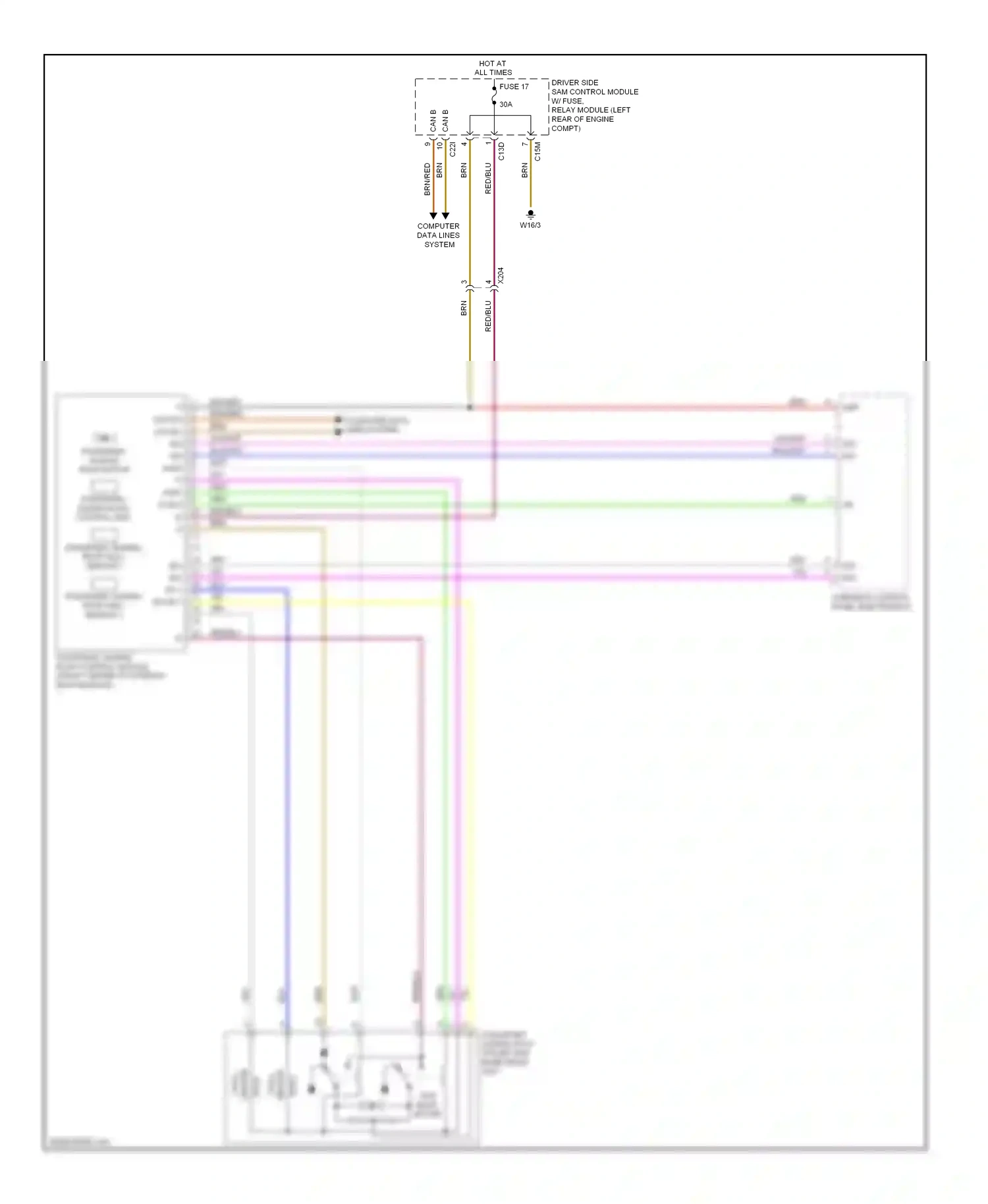 Wiring diagram overhead control panel electronics for Mercedes-Benz E-class W212/S212/C207/A207 (2009-2013) (4 of 5)