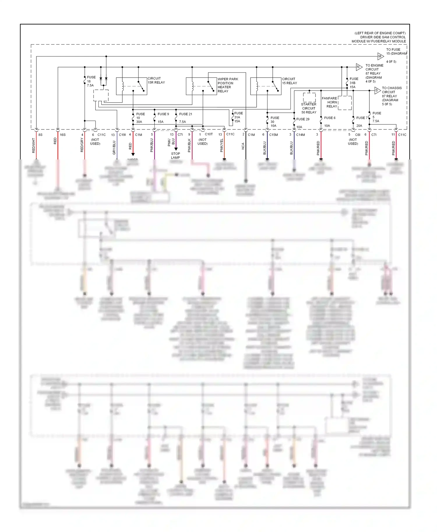 Wiring diagram rear sam control module w/ fuse, relay module for Mercedes-Benz E-class W212/S212/C207/A207 (2009-2013) (3 of 5)