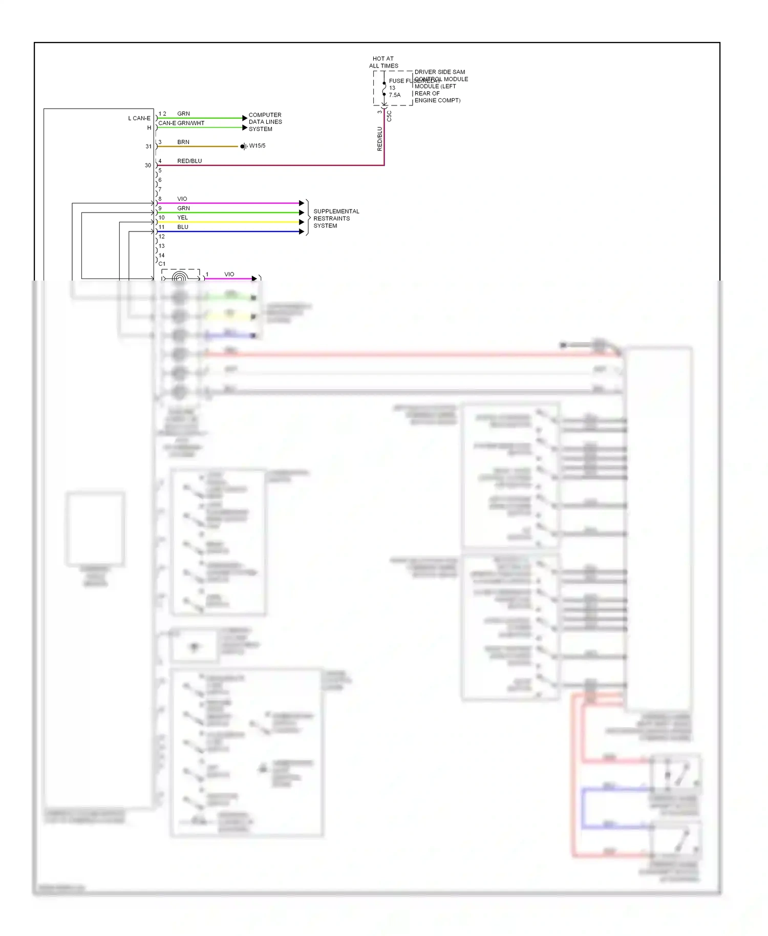 Wiring diagram scroll forward/ back button for Mercedes-Benz E-class W212/S212/C207/A207 (2009-2013) (1 of 2)