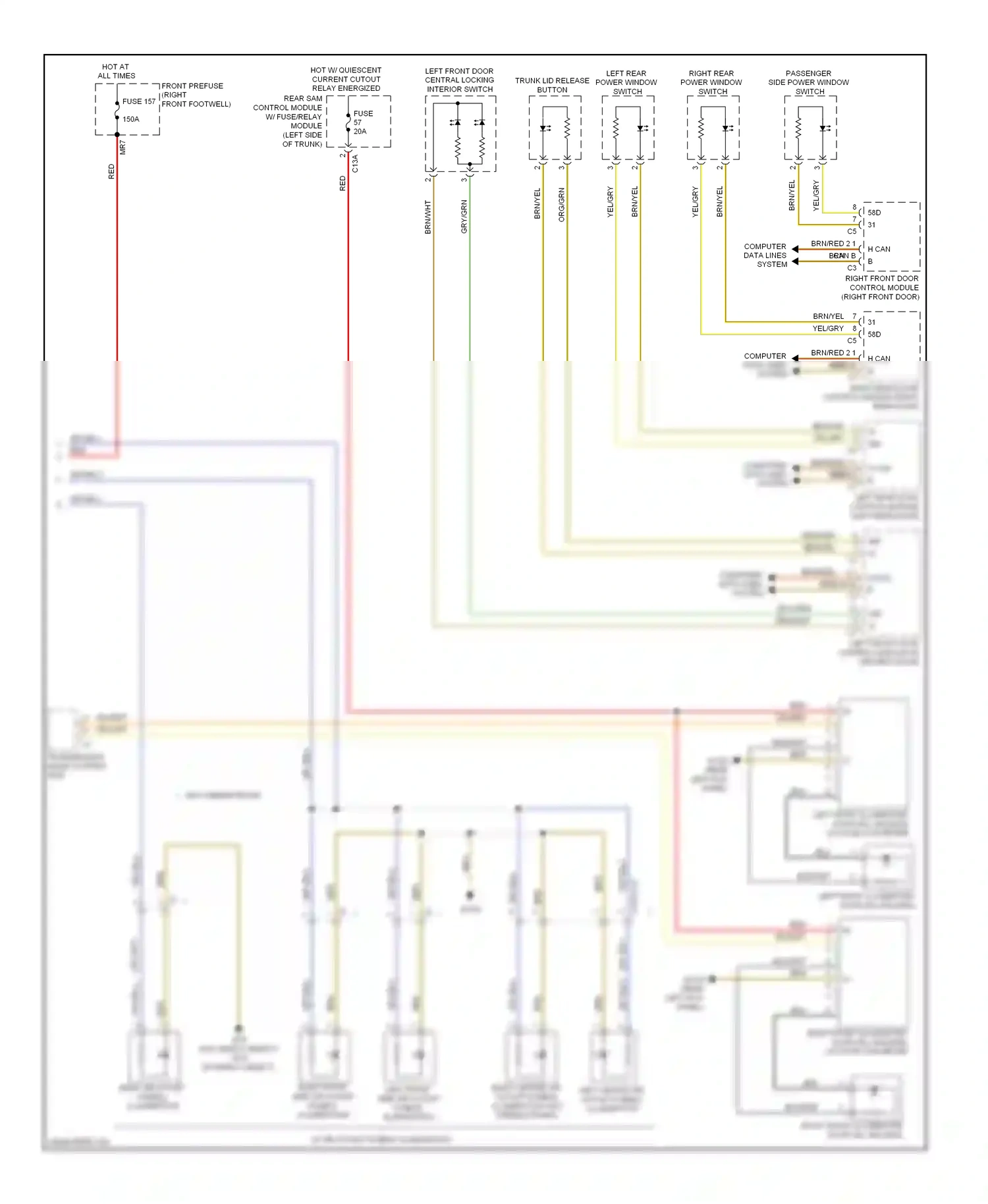 Wiring diagram trunk lid release button for Mercedes-Benz E-class W212/S212/C207/A207 (2009-2013) (2 of 2)