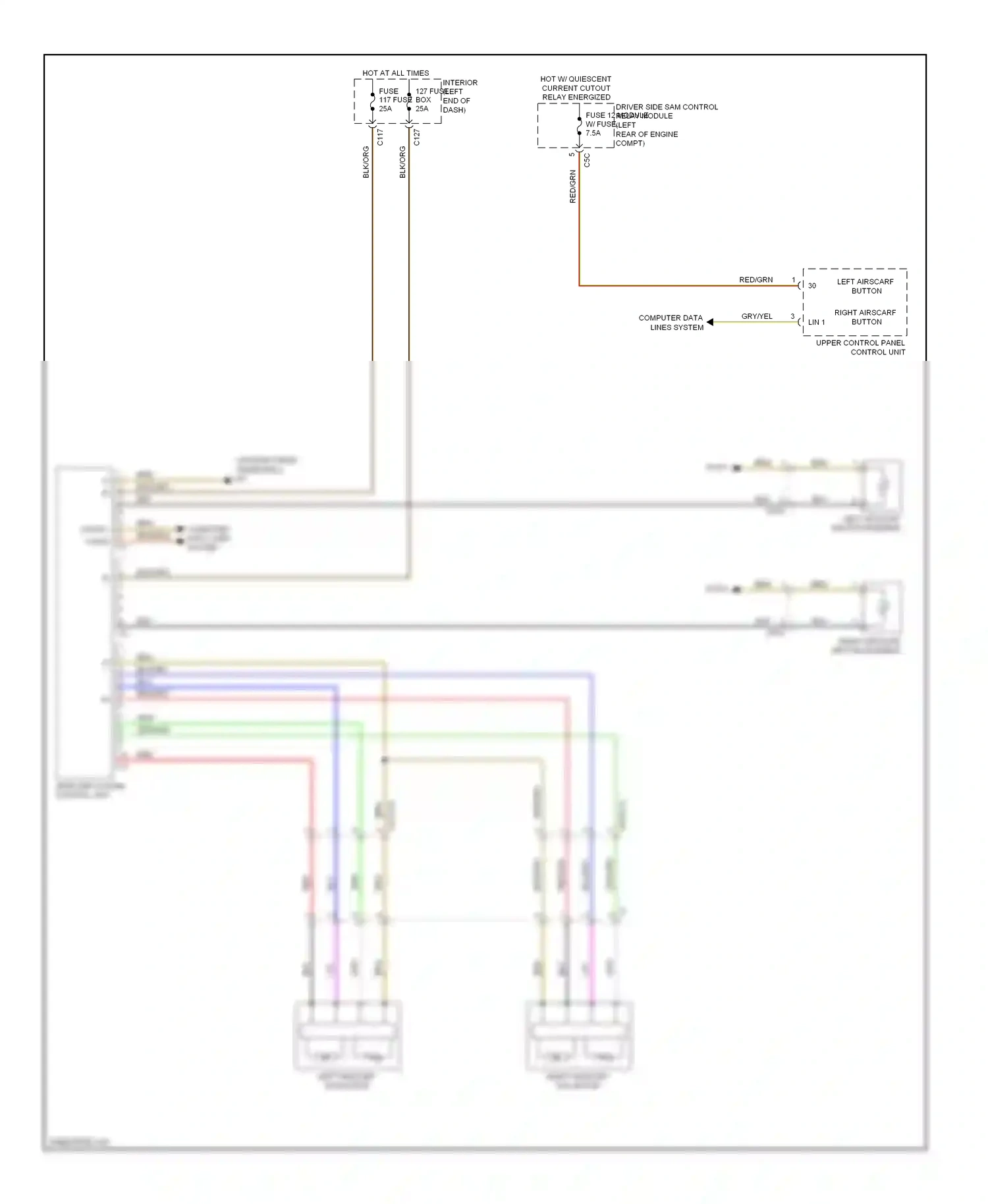 Wiring diagram upper control panel control unit for Mercedes-Benz E-class W212/S212/C207/A207 (2009-2013) (4 of 5)