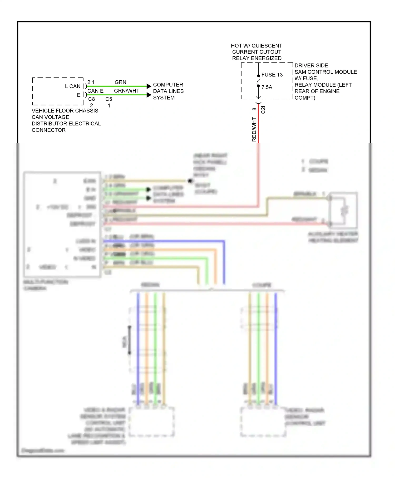 Wiring diagram video, radar sensor control unit for Mercedes-Benz E-class W212/S212/C207/A207 (2009-2013) (1 of 1)