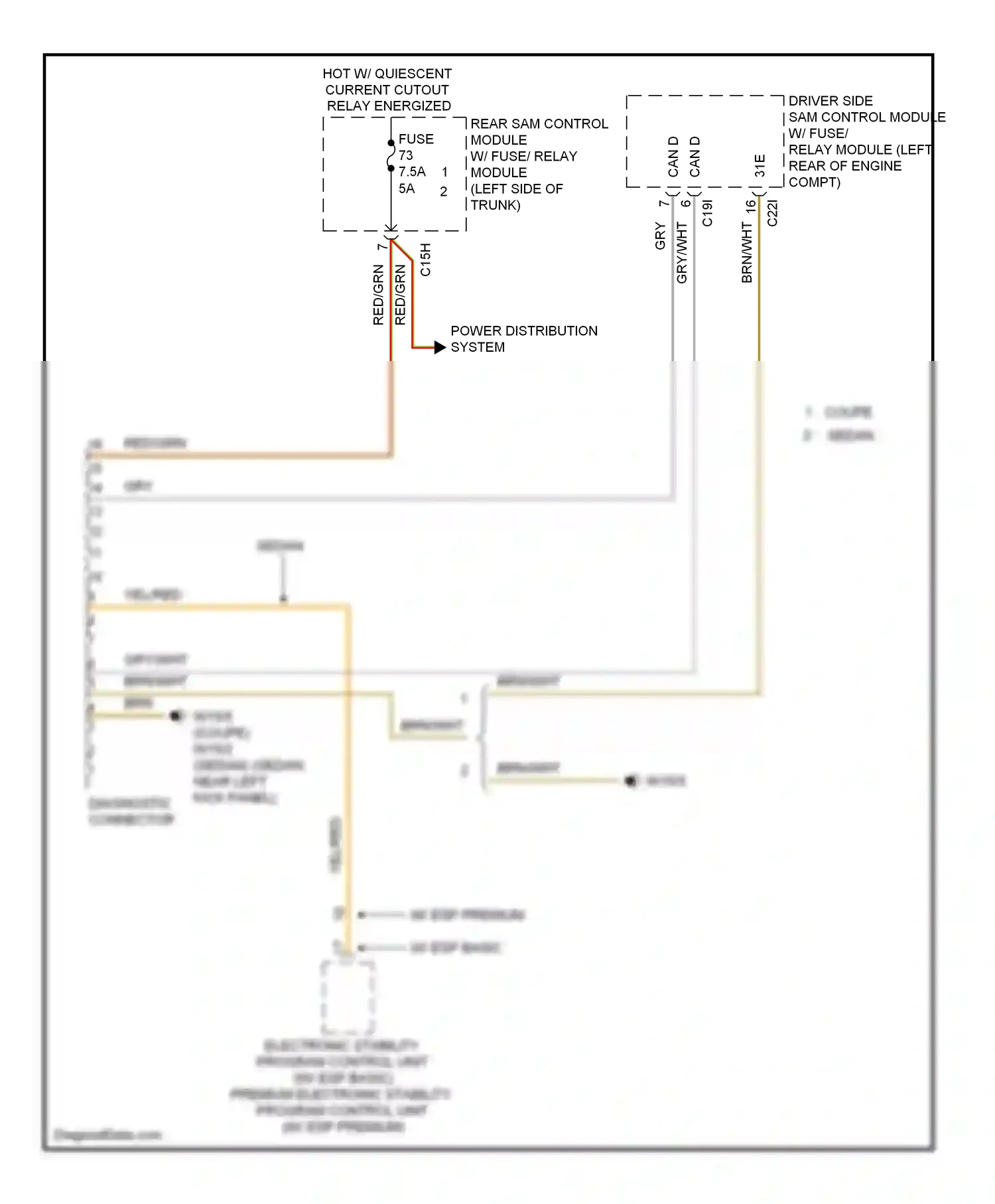 Wiring diagram w/ esp basic for Mercedes-Benz E-class W212/S212/C207/A207 (2009-2013) (1 of 2)