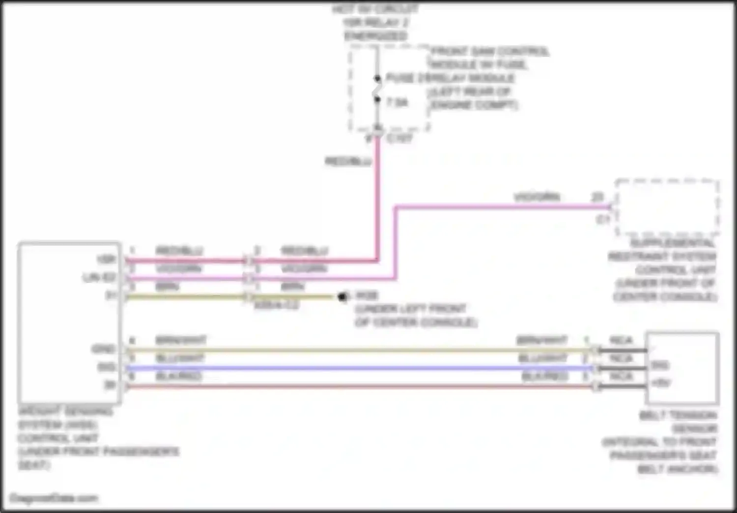 E-class Mercedes-Benz W212/S212/C207/A207 facelift (2013-2016): Weight sensing system circuit