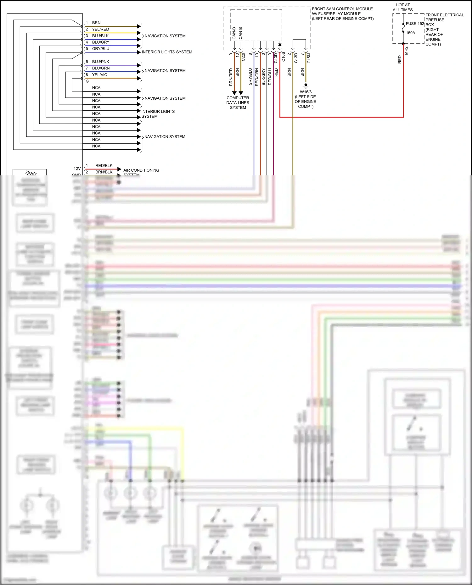 Wiring diagram compass module w/ display for Mercedes-Benz E-class W212/S212/C207/A207 facelift (2013-2016) (1 of 2)