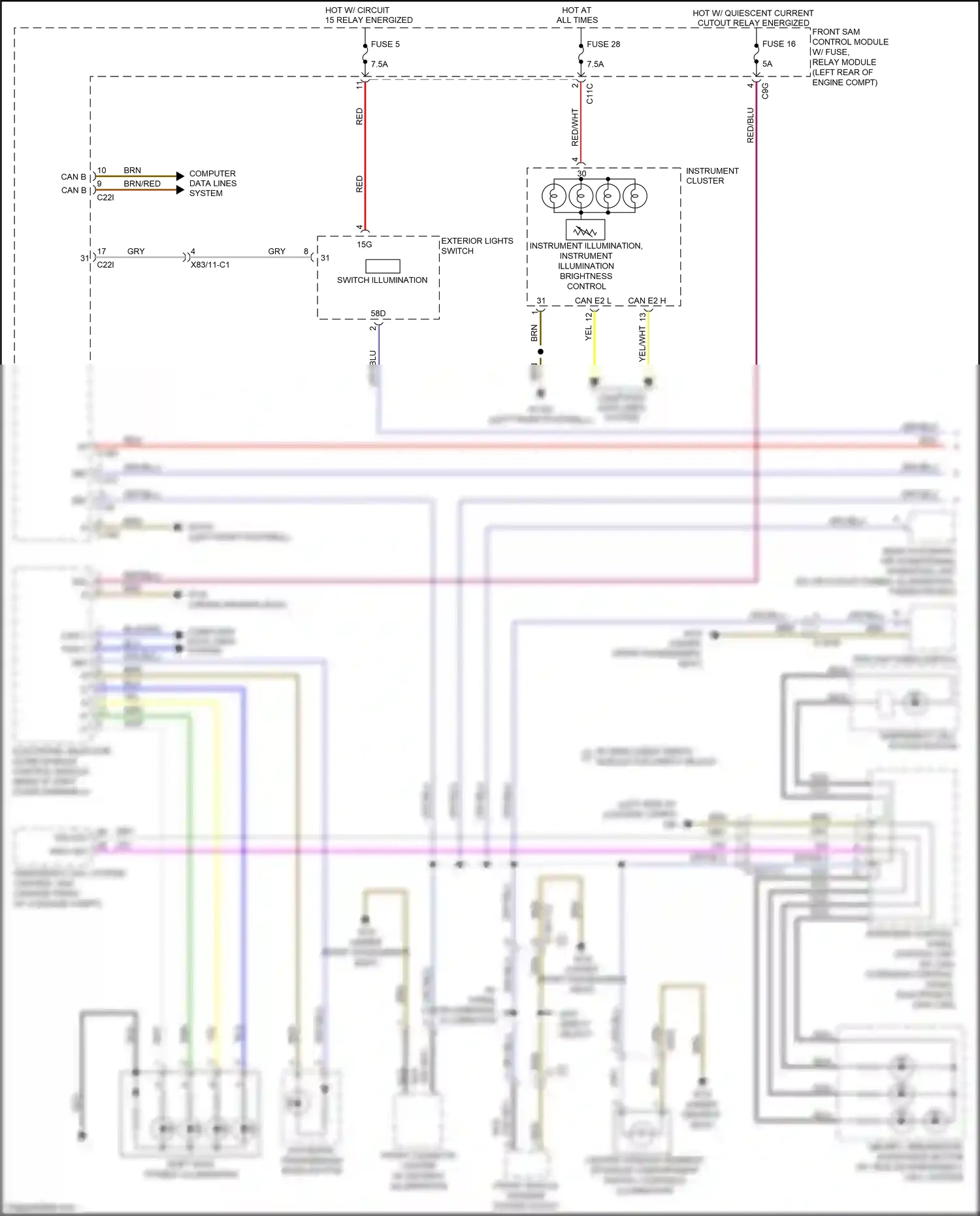 Wiring diagram electronic selector lever module control module for Mercedes-Benz E-class W212/S212/C207/A207 facelift (2013-2016) (4 of 18)