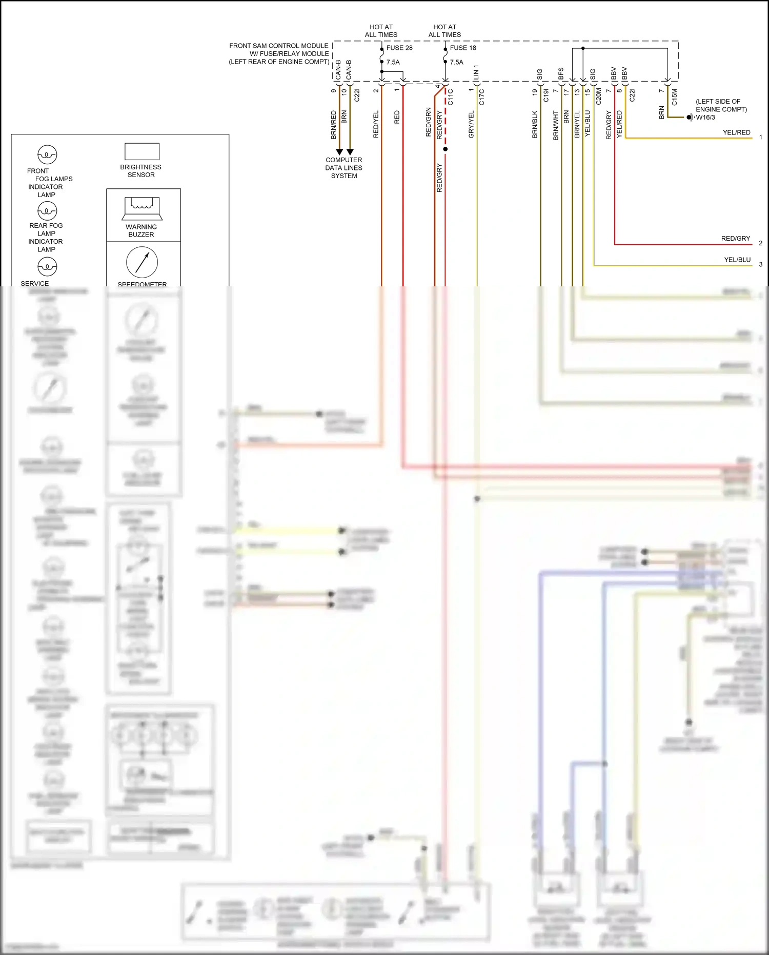 Wiring diagram electronic stability program warning lamp for Mercedes-Benz E-class W212/S212/C207/A207 facelift (2013-2016) (4 of 7)