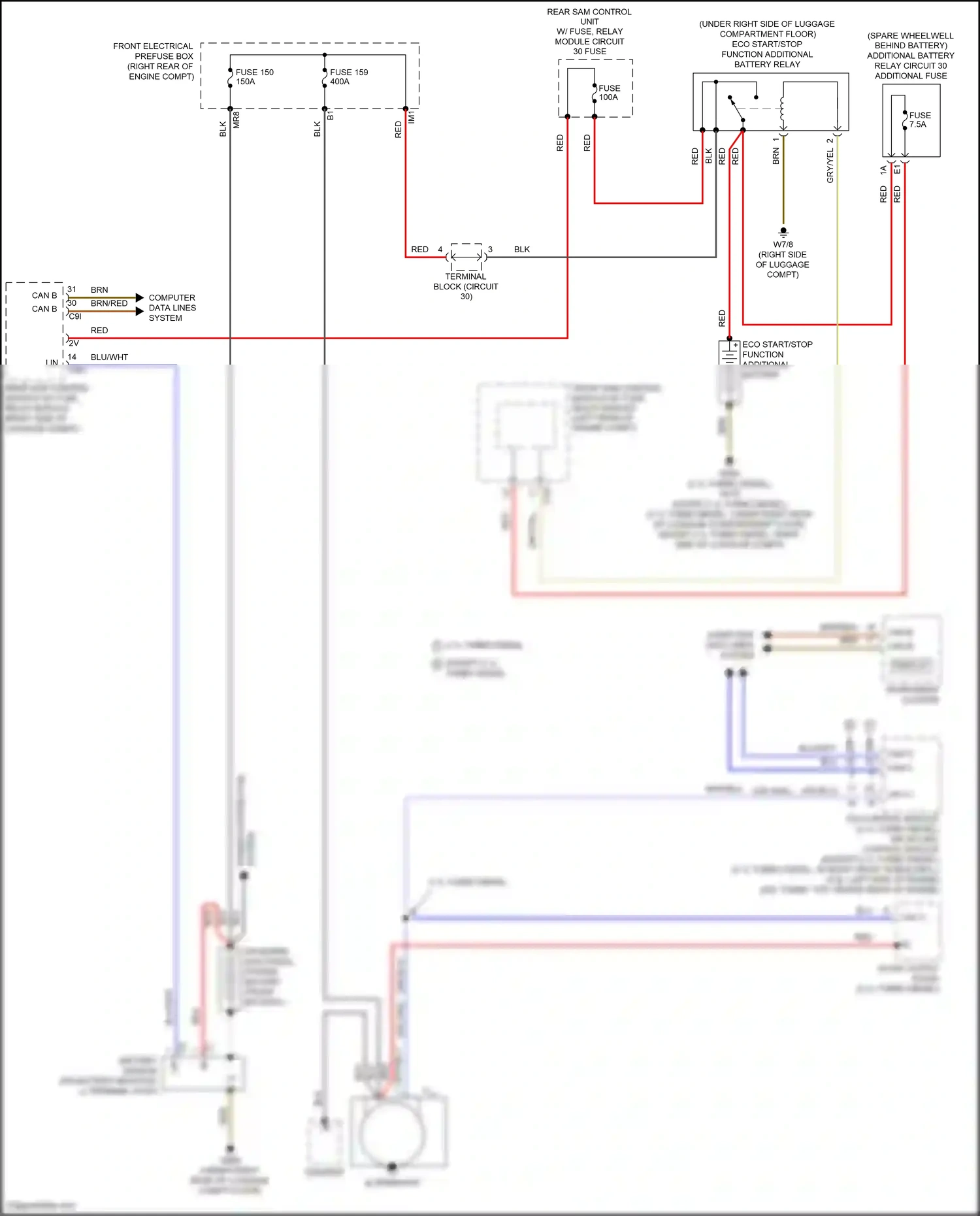 Wiring diagram front electrical prefuse box for Mercedes-Benz E-class W212/S212/C207/A207 facelift (2013-2016) (2 of 93)
