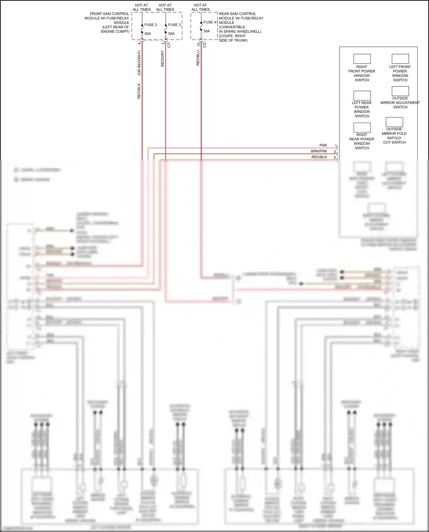 Wiring diagram front sam control module w/ fuse/relay module for Mercedes-Benz E-class W212/S212/C207/A207 facelift (2013-2016) (2 of 45)