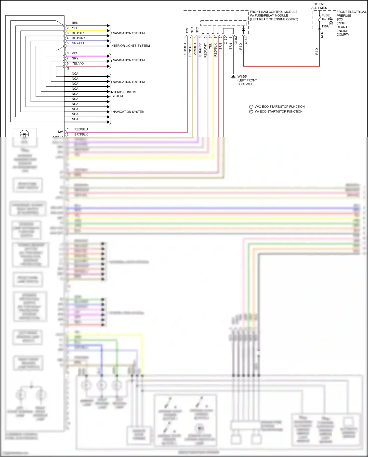 Wiring diagram front sam control module w/ fuse/relay module for Mercedes-Benz E-class W212/S212/C207/A207 facelift (2013-2016) (5 of 45)