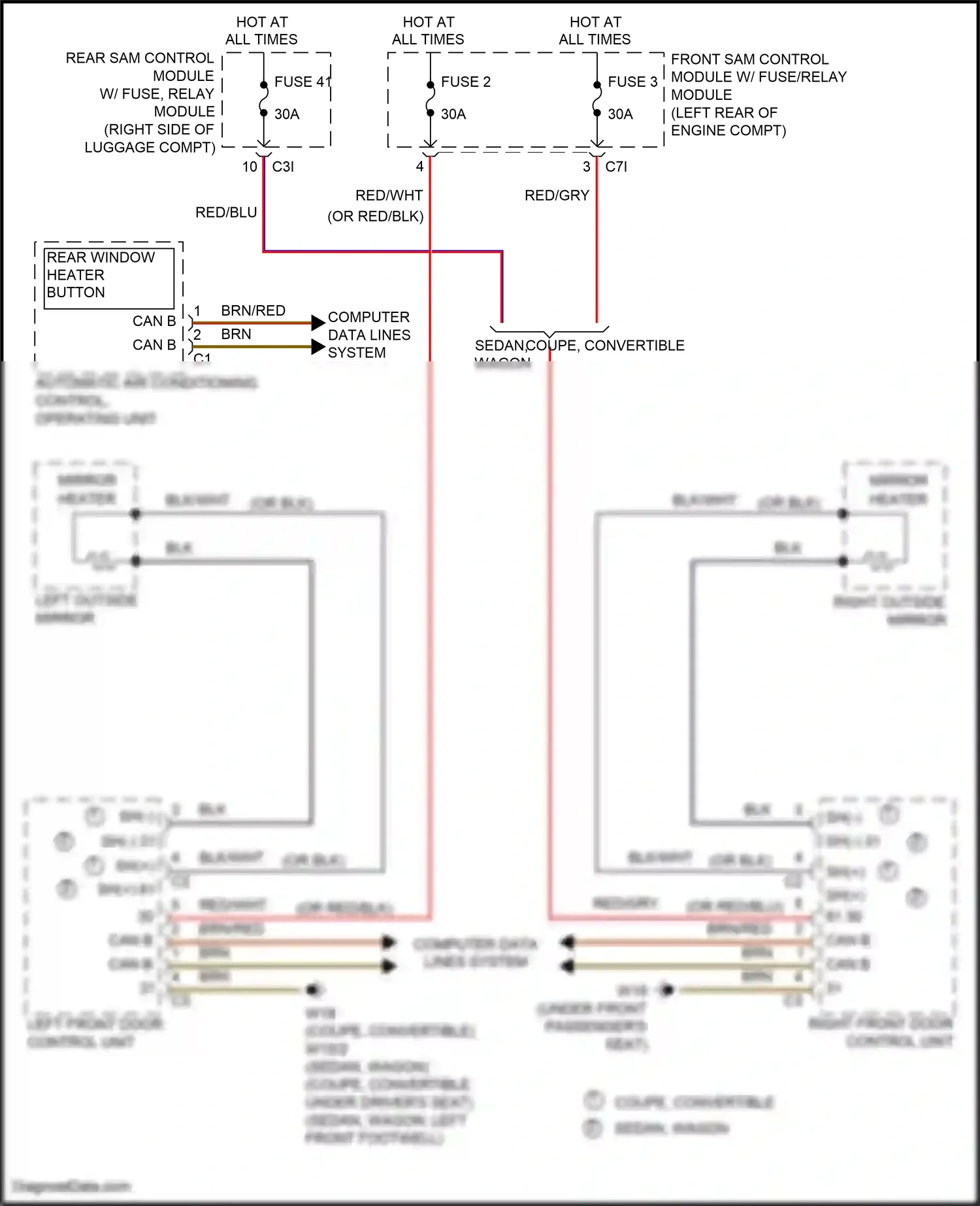 Wiring diagram front sam control module w/ fuse/relay module for Mercedes-Benz E-class W212/S212/C207/A207 facelift (2013-2016) (3 of 45)