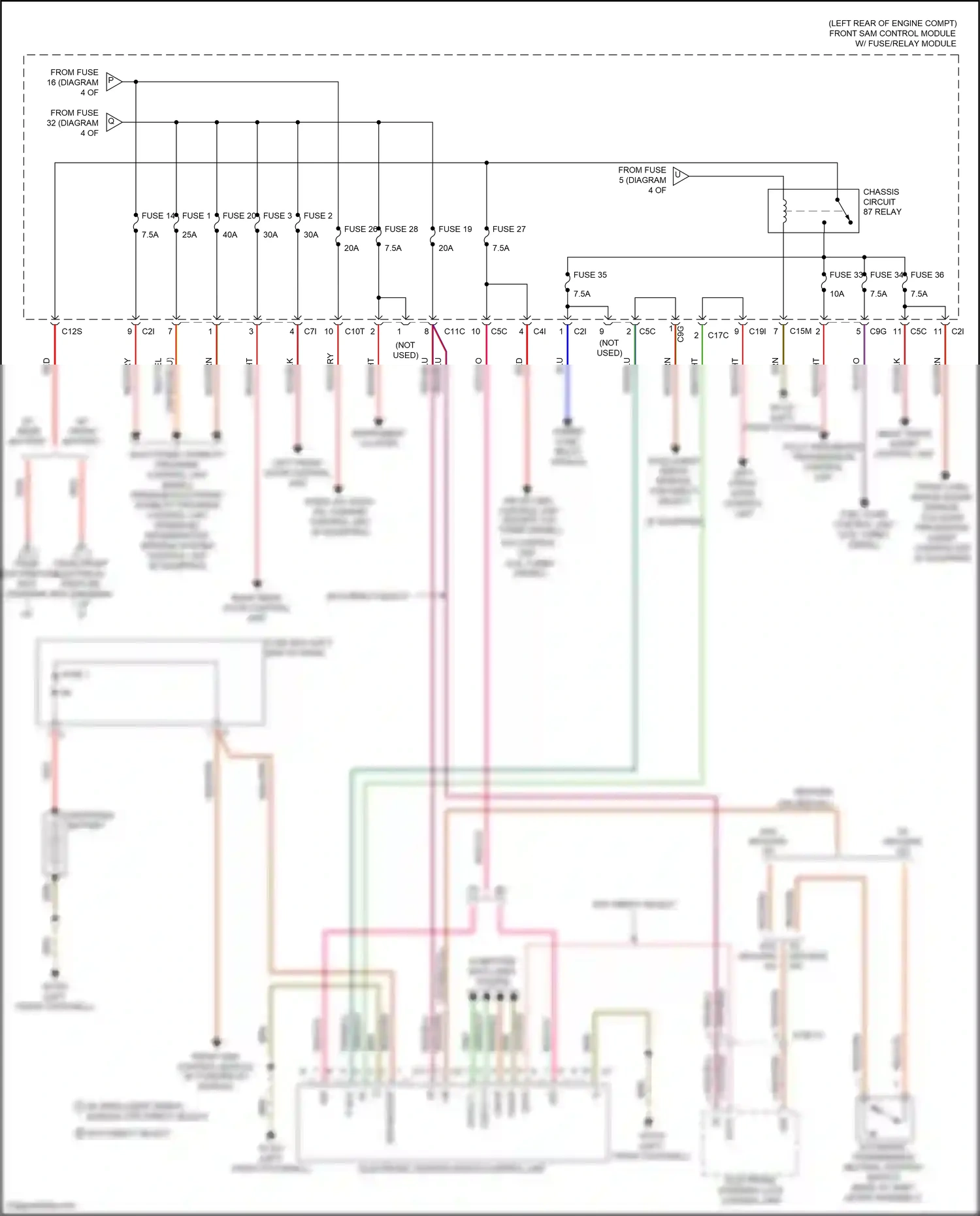 Wiring diagram front sam control module w/ fuse/relay module for Mercedes-Benz E-class W212/S212/C207/A207 facelift (2013-2016) (8 of 45)