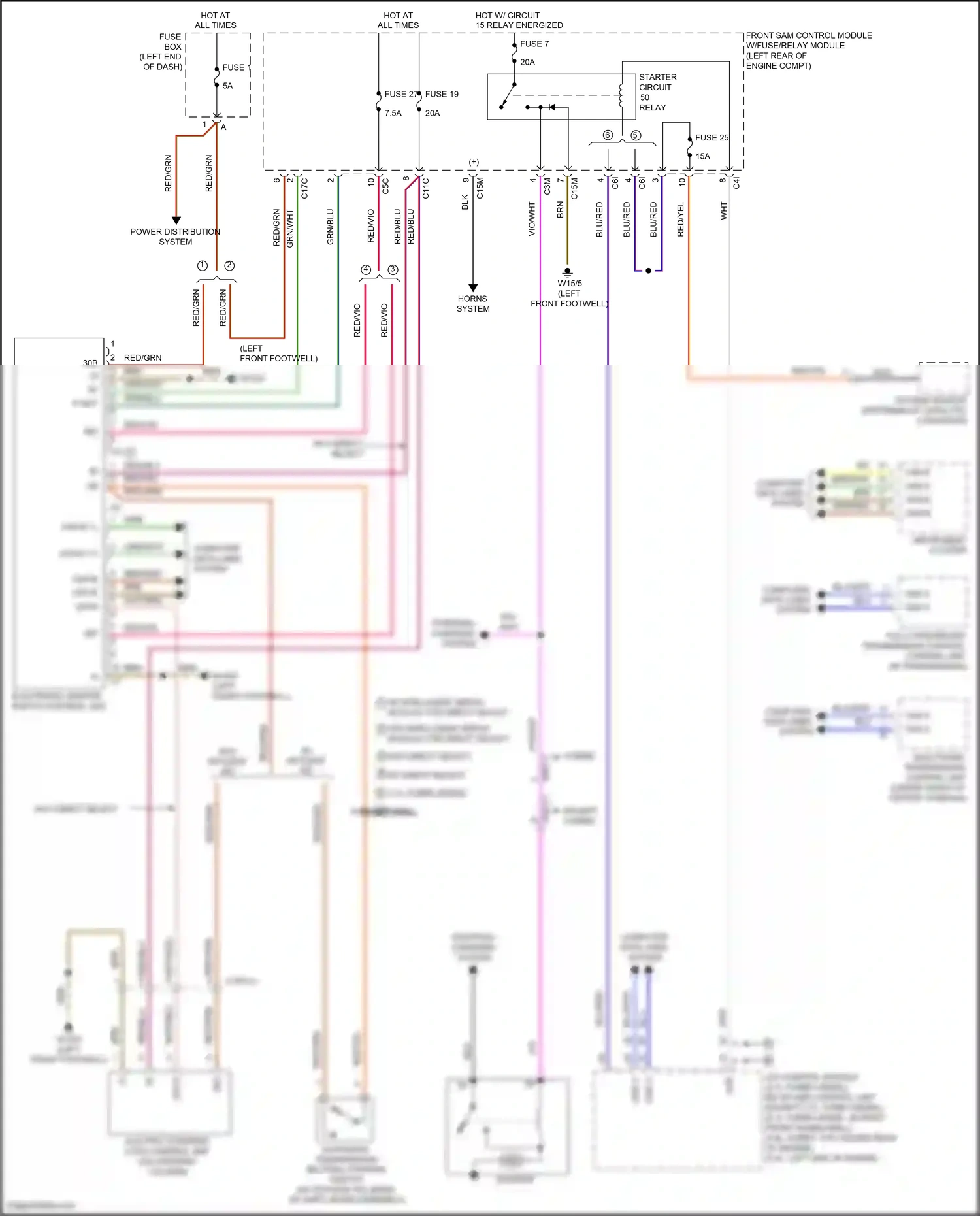 Wiring diagram front sam control module w/fuse/relay module for Mercedes-Benz E-class W212/S212/C207/A207 facelift (2013-2016) (1 of 3)