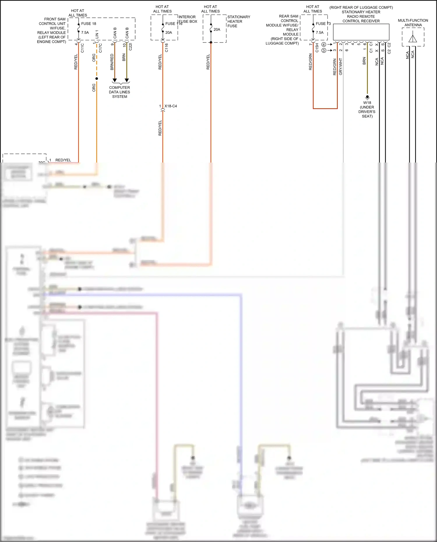 Wiring diagram front sam control unit w/fuse, relay module for Mercedes-Benz E-class W212/S212/C207/A207 facelift (2013-2016) (1 of 1)