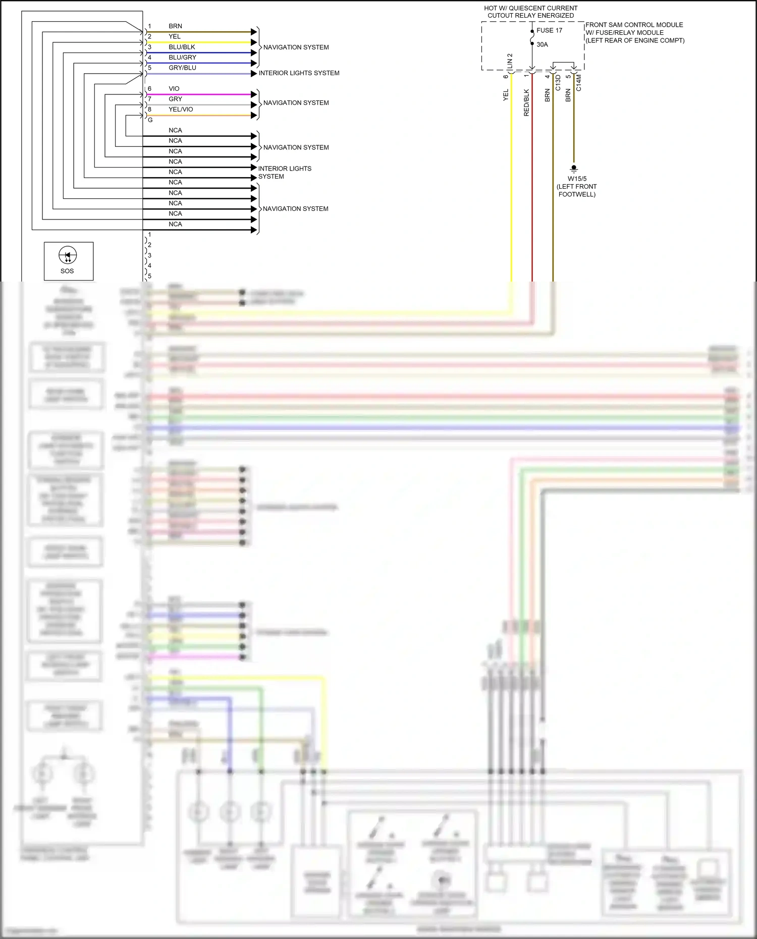 Wiring diagram interior lamp automatic function switch for Mercedes-Benz E-class W212/S212/C207/A207 facelift (2013-2016) (8 of 19)