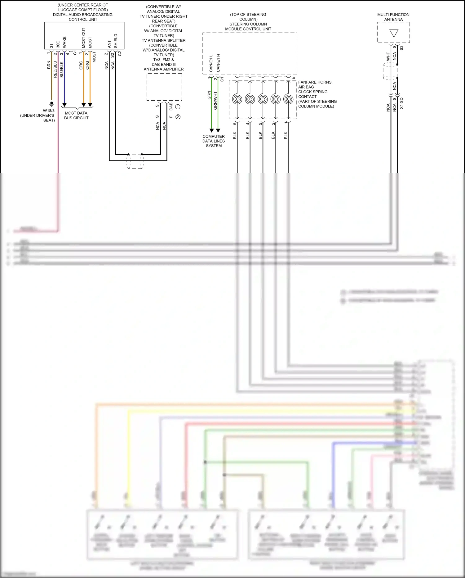 Wiring diagram left multi-function steering wheel button group for Mercedes-Benz E-class W212/S212/C207/A207 facelift (2013-2016) (13 of 16)