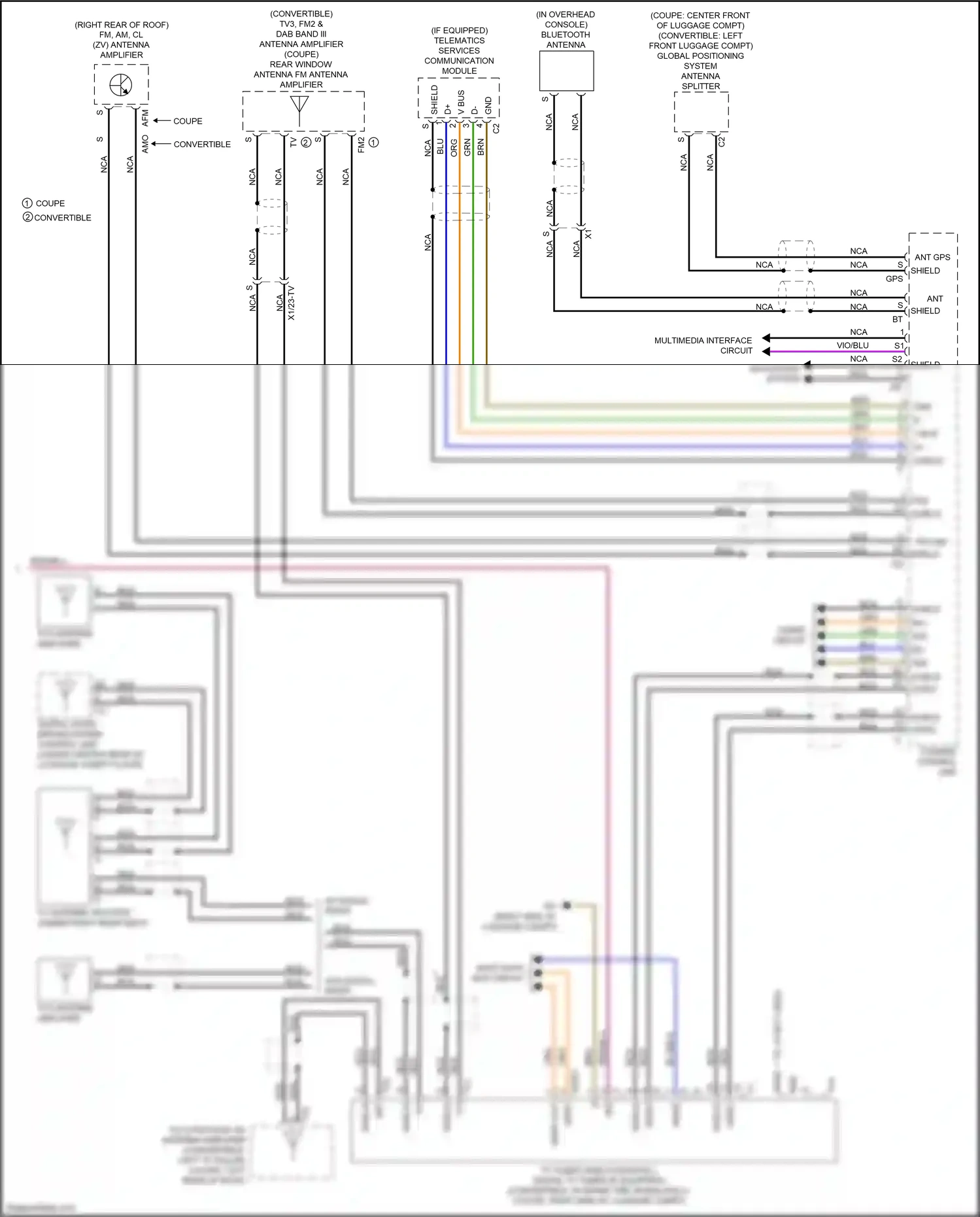 Wiring diagram multimedia interface circuit for Mercedes-Benz E-class W212/S212/C207/A207 facelift (2013-2016) (1 of 2)