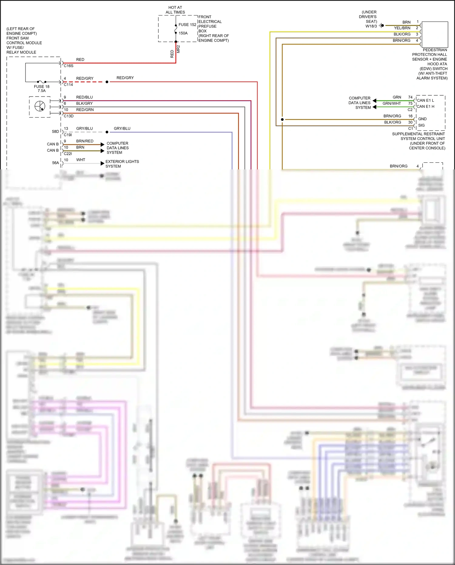 Wiring diagram overhead control panel electronics for Mercedes-Benz E-class W212/S212/C207/A207 facelift (2013-2016) (51 of 83)