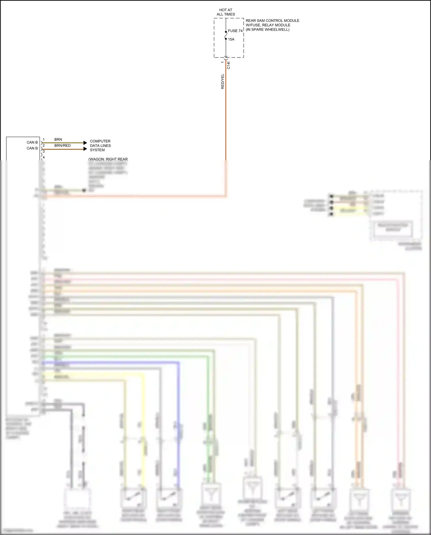 Wiring diagram rear sam control module w/fuse/ relay module for Mercedes-Benz E-class W212/S212/C207/A207 facelift (2013-2016) (4 of 7)