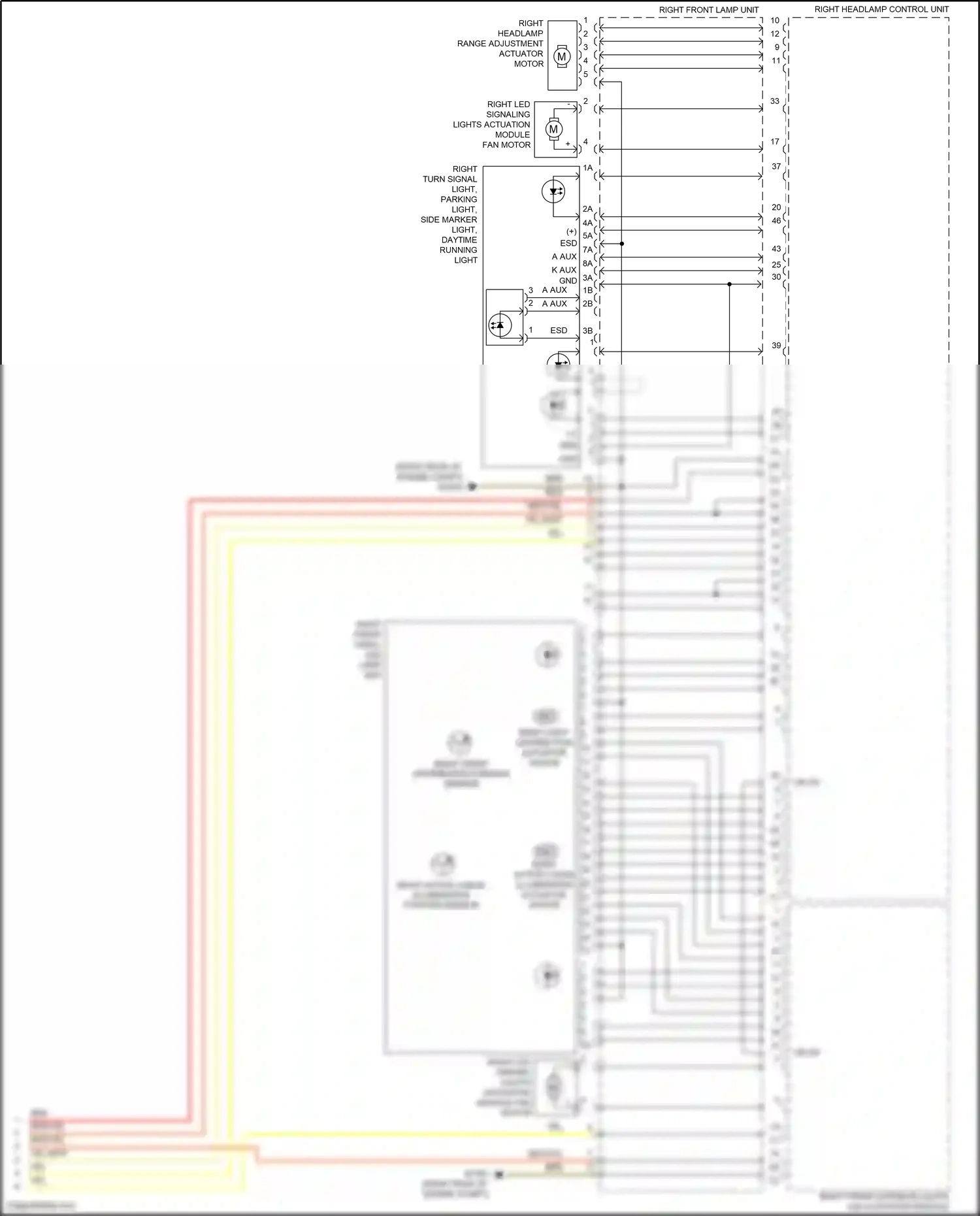 Wiring diagram right front distribution position sensor for Mercedes-Benz E-class W212/S212/C207/A207 facelift (2013-2016) (3 of 6)