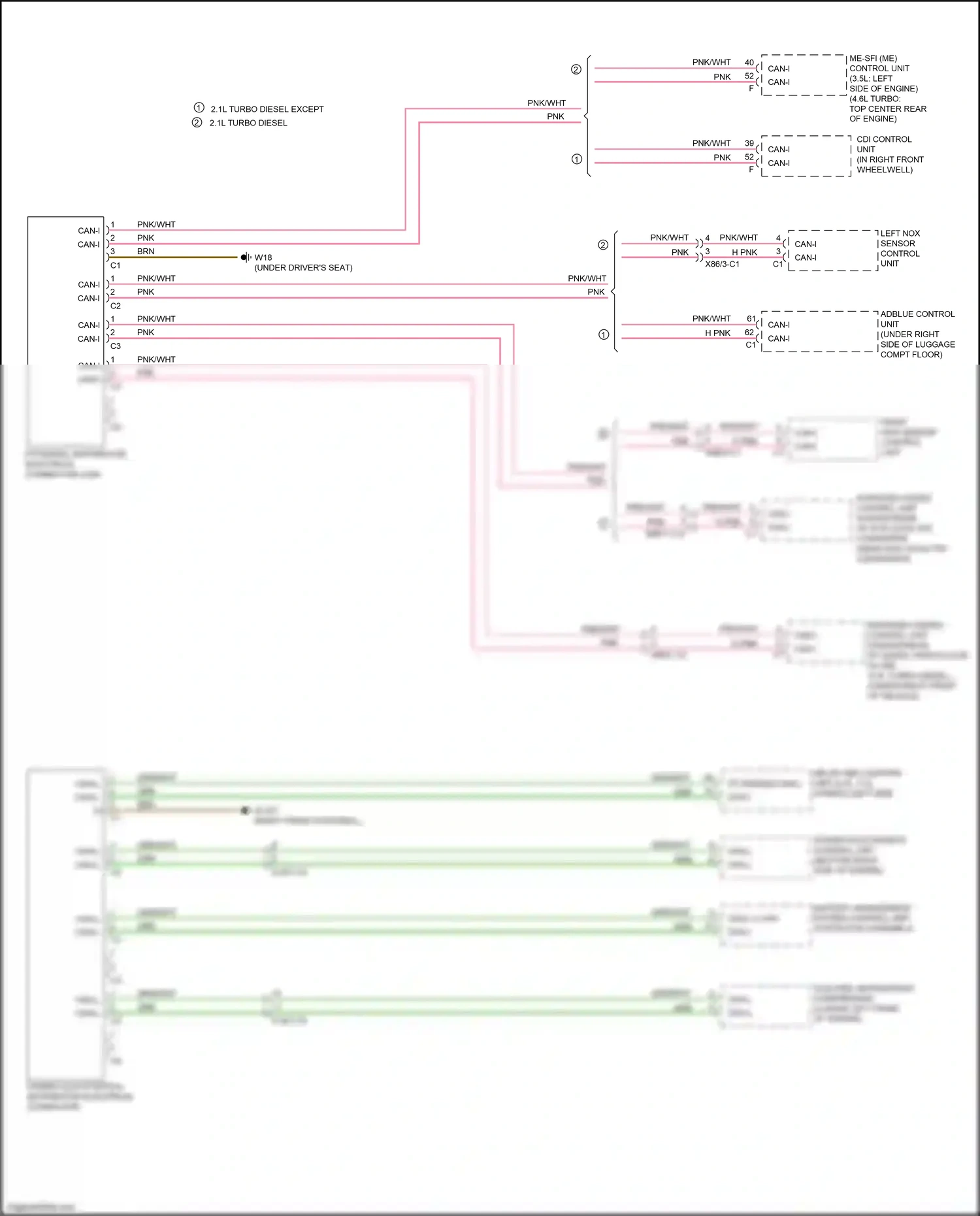 Wiring diagram right nox sensor for Mercedes-Benz E-class W212/S212/C207/A207 facelift (2013-2016) (1 of 4)