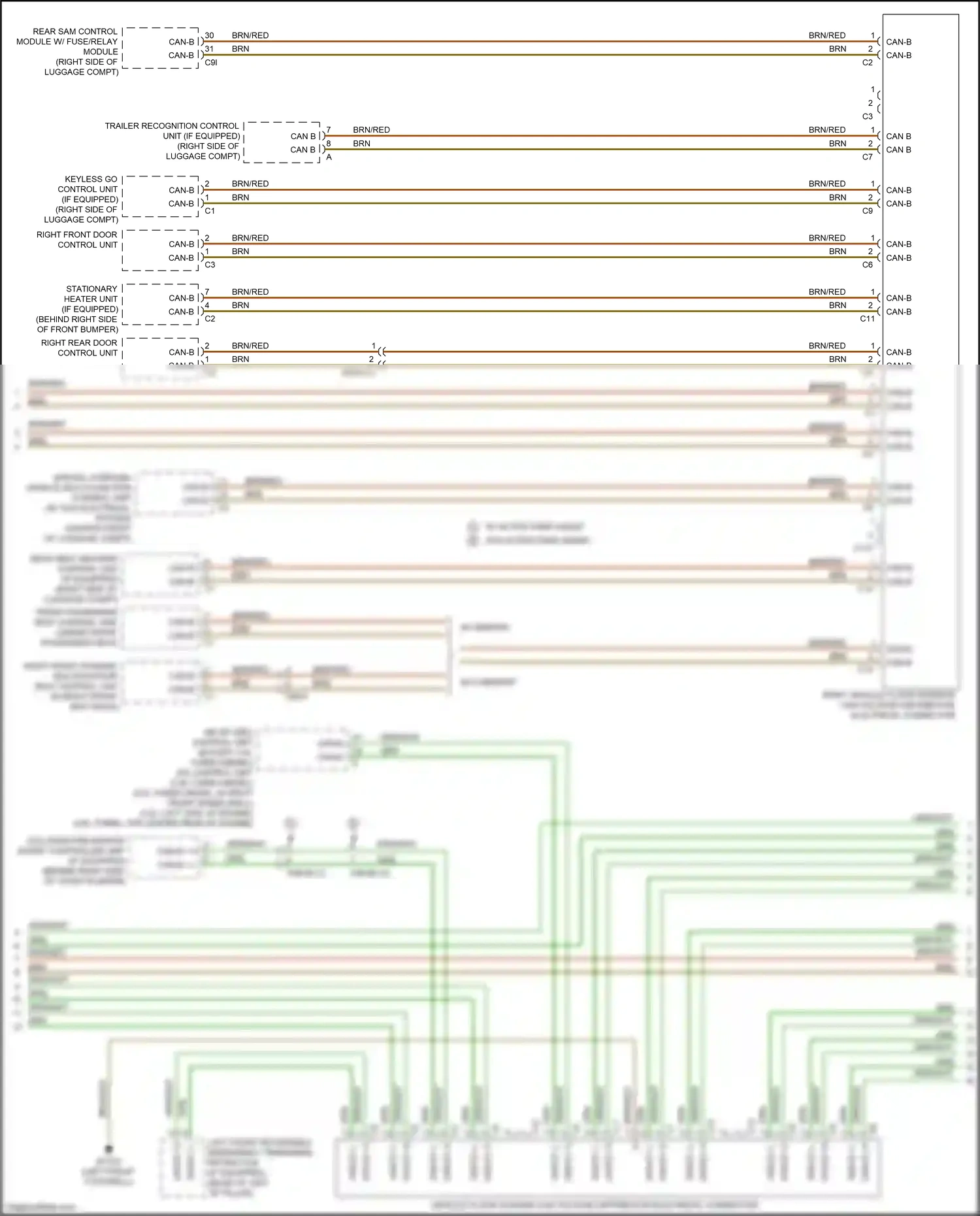 Wiring diagram special-purpose vehicle multi-function control unit for Mercedes-Benz E-class W212/S212/C207/A207 facelift (2013-2016) (1 of 2)