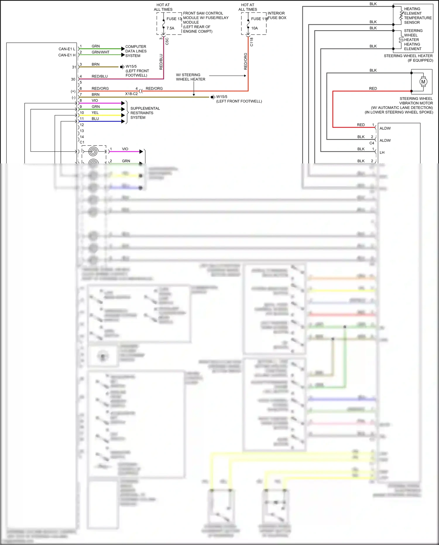 Wiring diagram steering angle sensor for Mercedes-Benz E-class W212/S212/C207/A207 facelift (2013-2016) (2 of 5)