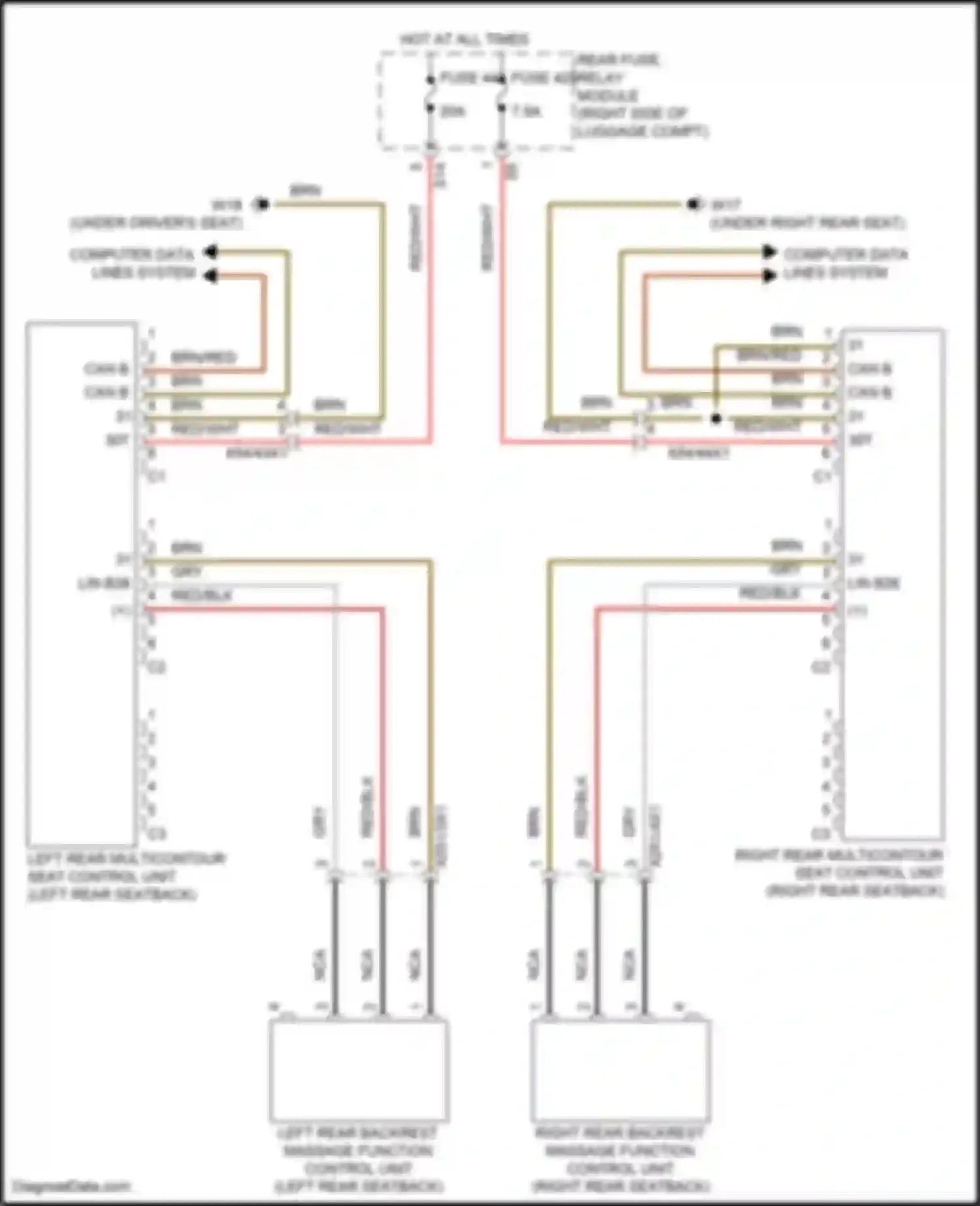 E-class Mercedes-Benz W213/S213/C238/A238 facelift (2020-2024): Rear multicontour seat circuit