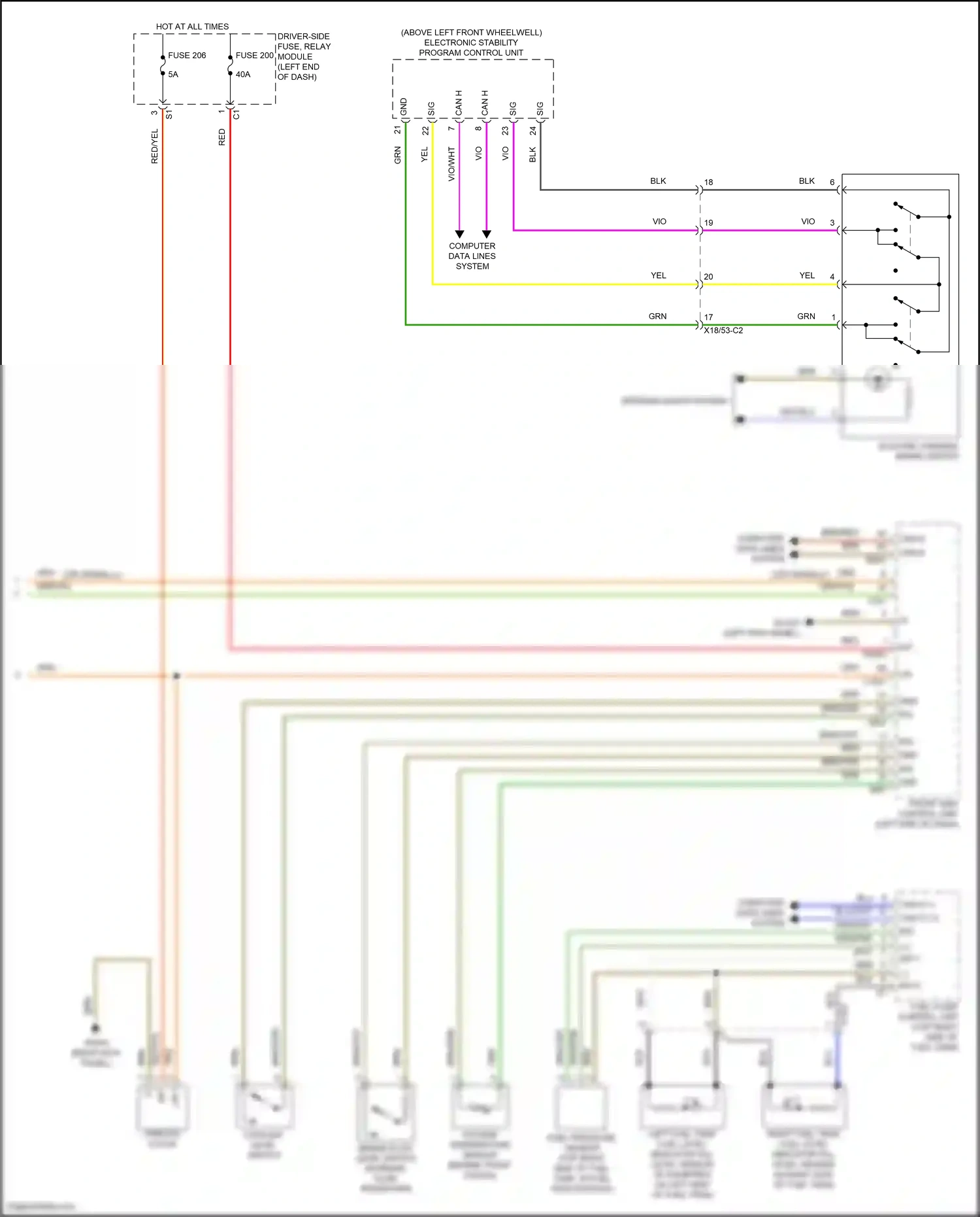 Wiring diagram electronic stability program control unit for Mercedes-Benz E-class W213/S213/C238/A238 facelift (2020-2024) (25 of 45)