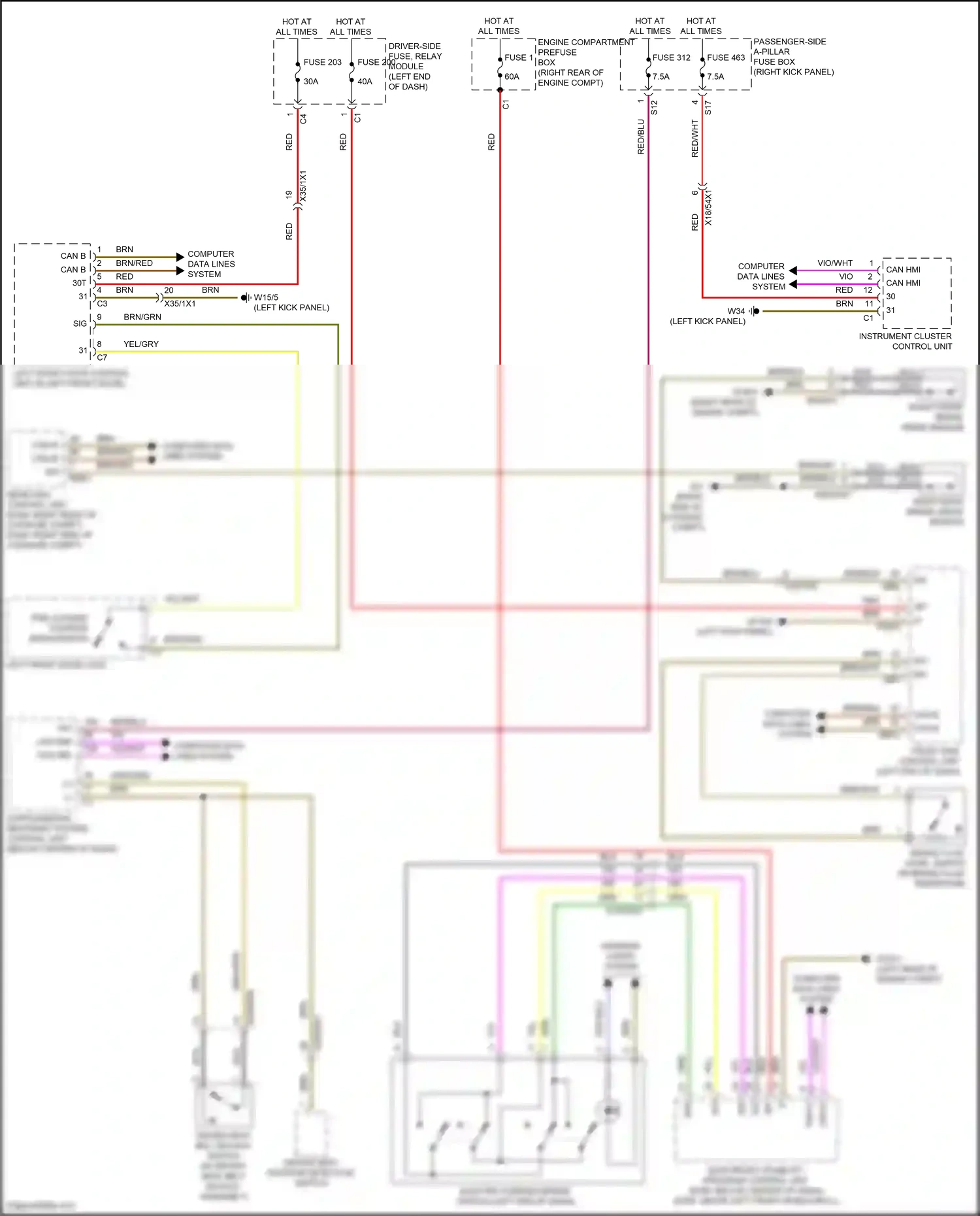 Wiring diagram electronic stability program control unit for Mercedes-Benz E-class W213/S213/C238/A238 facelift (2020-2024) (10 of 45)
