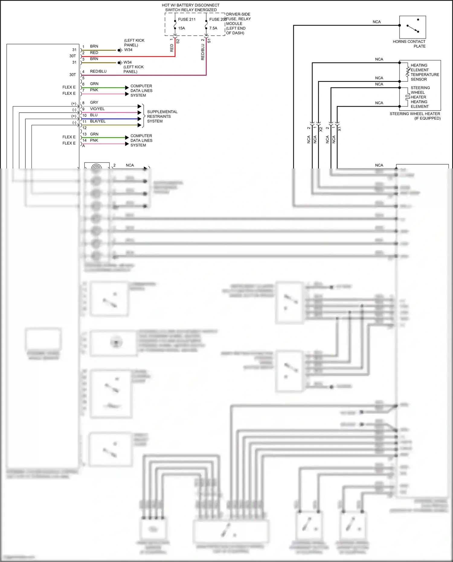 Wiring diagram head unit multi-function steering wheel button group for Mercedes-Benz E-class W213/S213/C238/A238 facelift (2020-2024) (6 of 11)