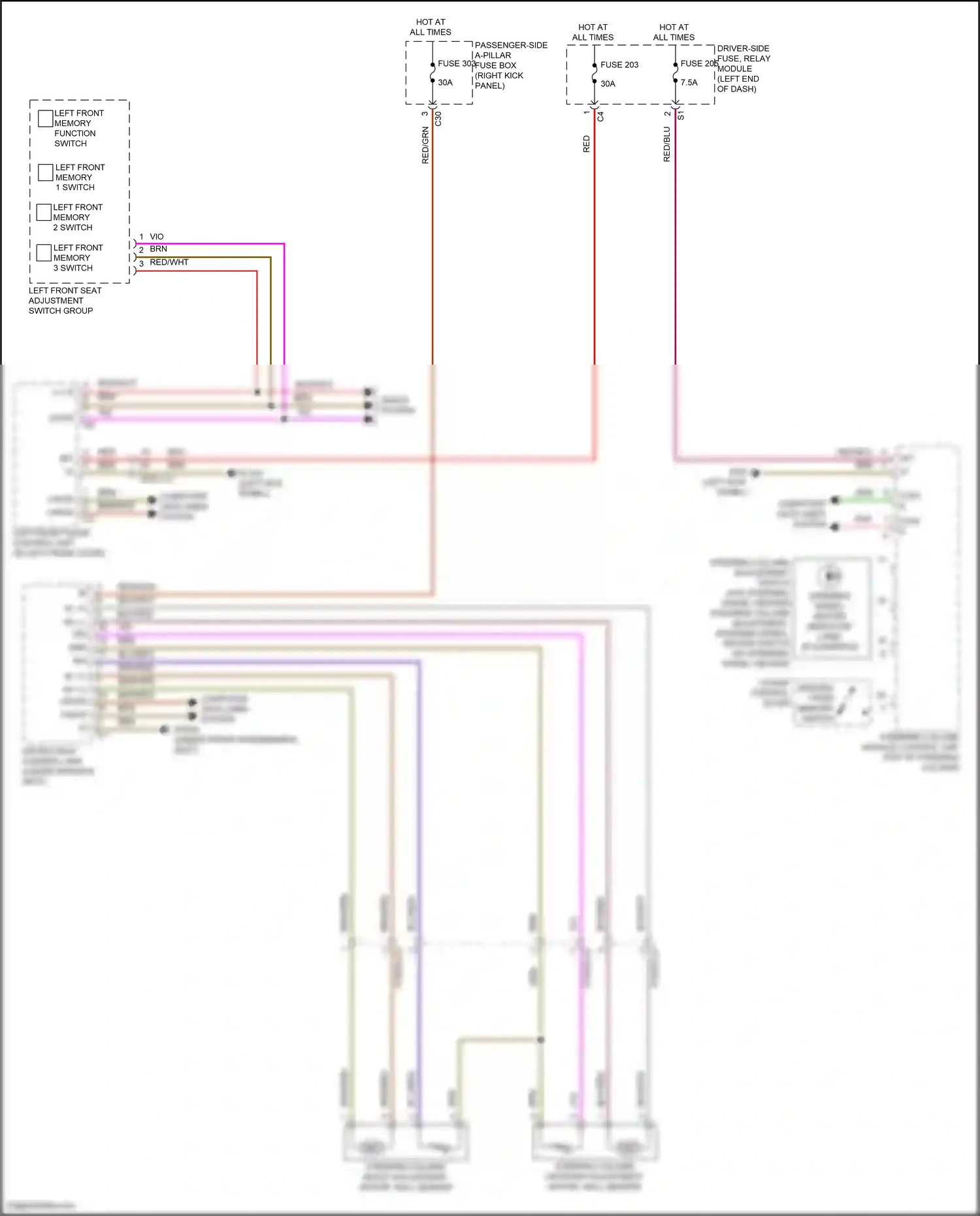 Wiring diagram left front memory 2 switch for Mercedes-Benz E-class W213/S213/C238/A238 facelift (2020-2024) (5 of 6)