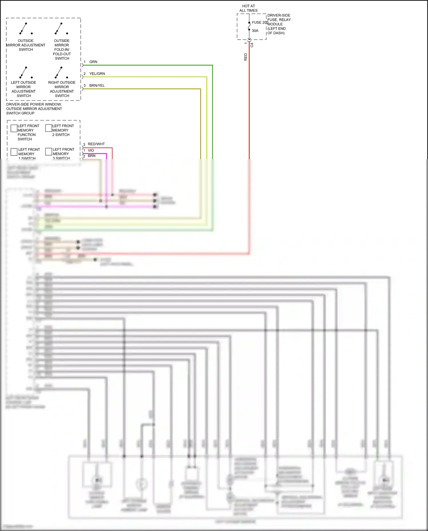 Wiring diagram left front memory function switch for Mercedes-Benz E-class W213/S213/C238/A238 facelift (2020-2024) (3 of 6)