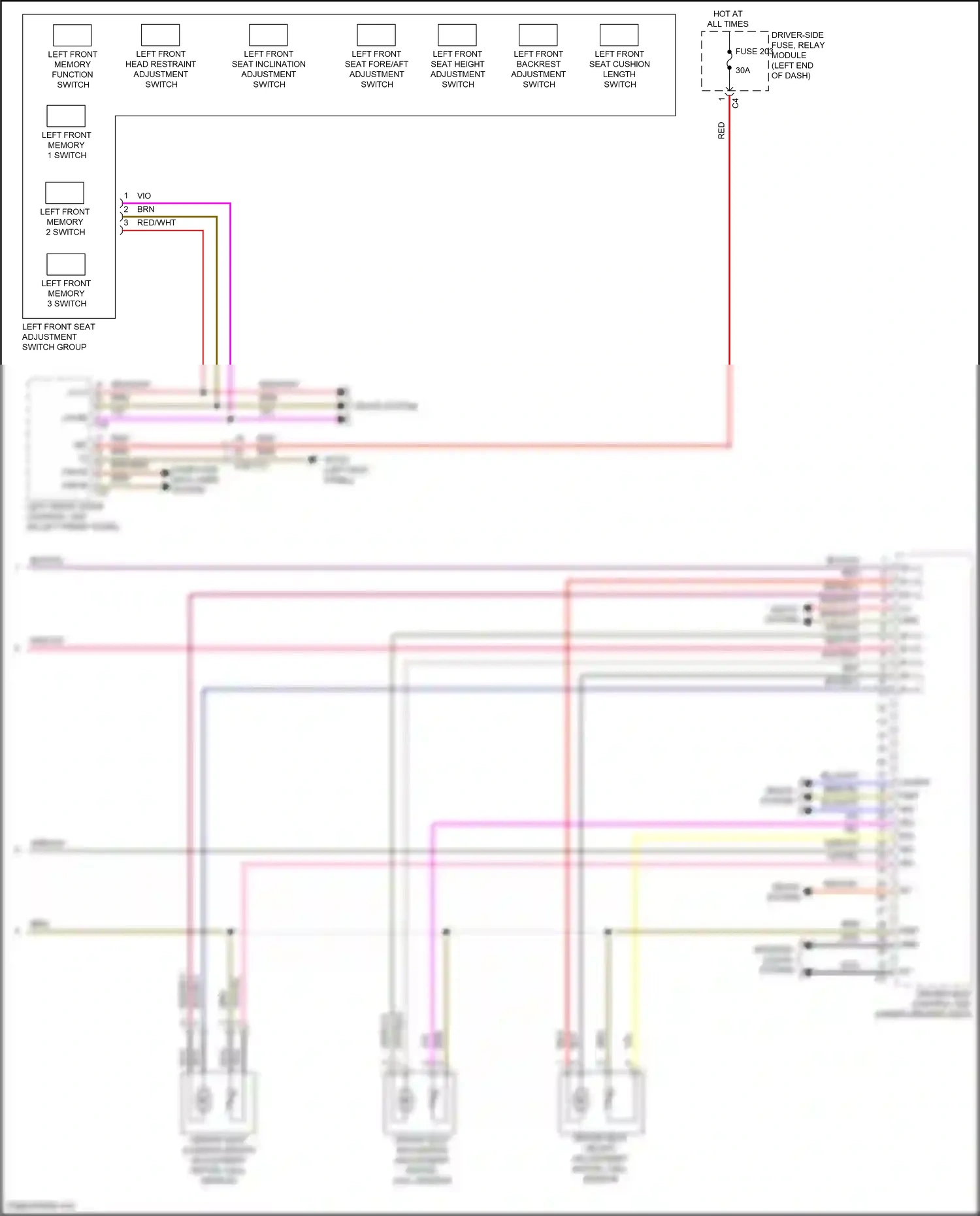 Wiring diagram left front memory function switch for Mercedes-Benz E-class W213/S213/C238/A238 facelift (2020-2024) (1 of 6)
