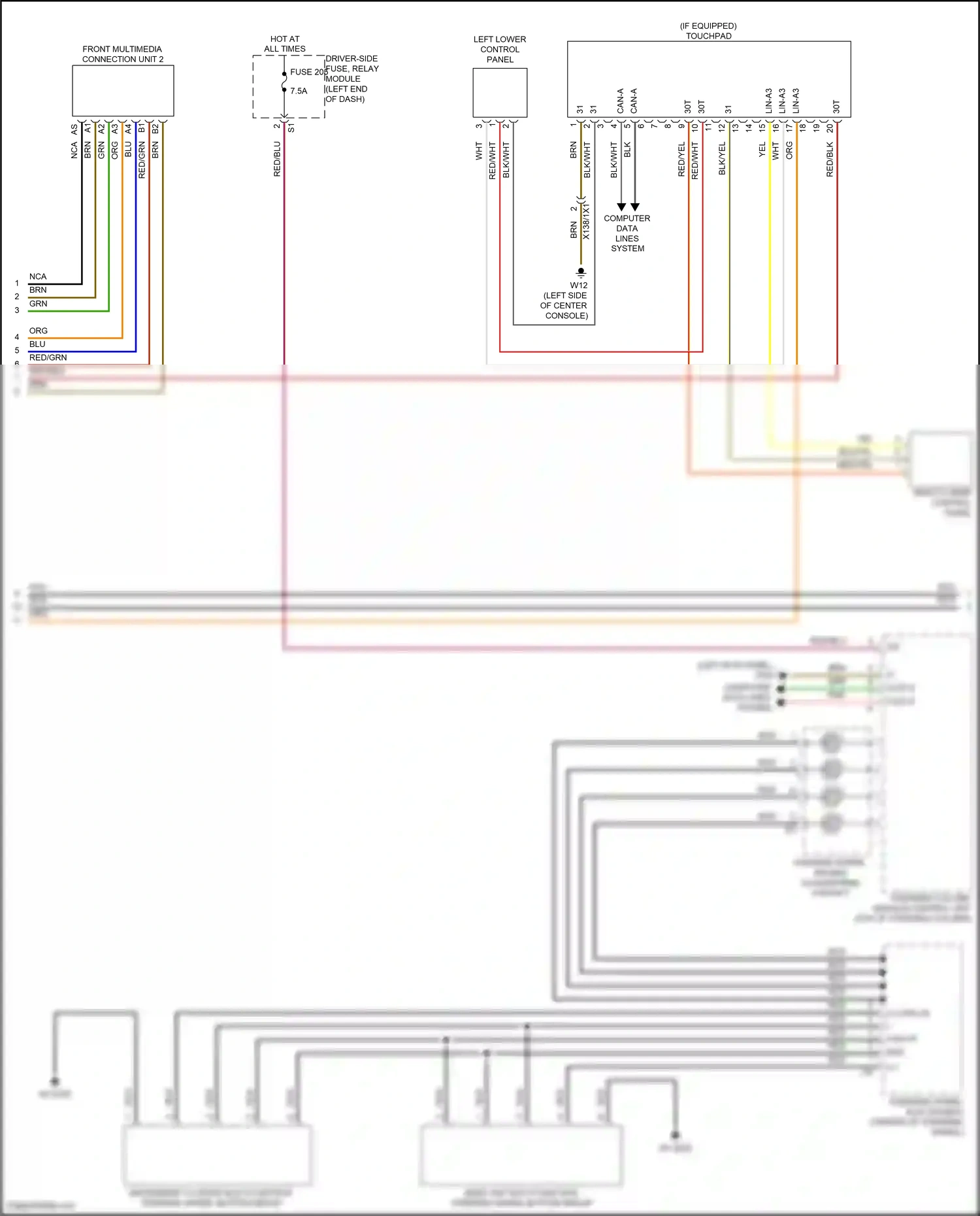 Wiring diagram left lower control panel for Mercedes-Benz E-class W213/S213/C238/A238 facelift (2020-2024) (5 of 29)