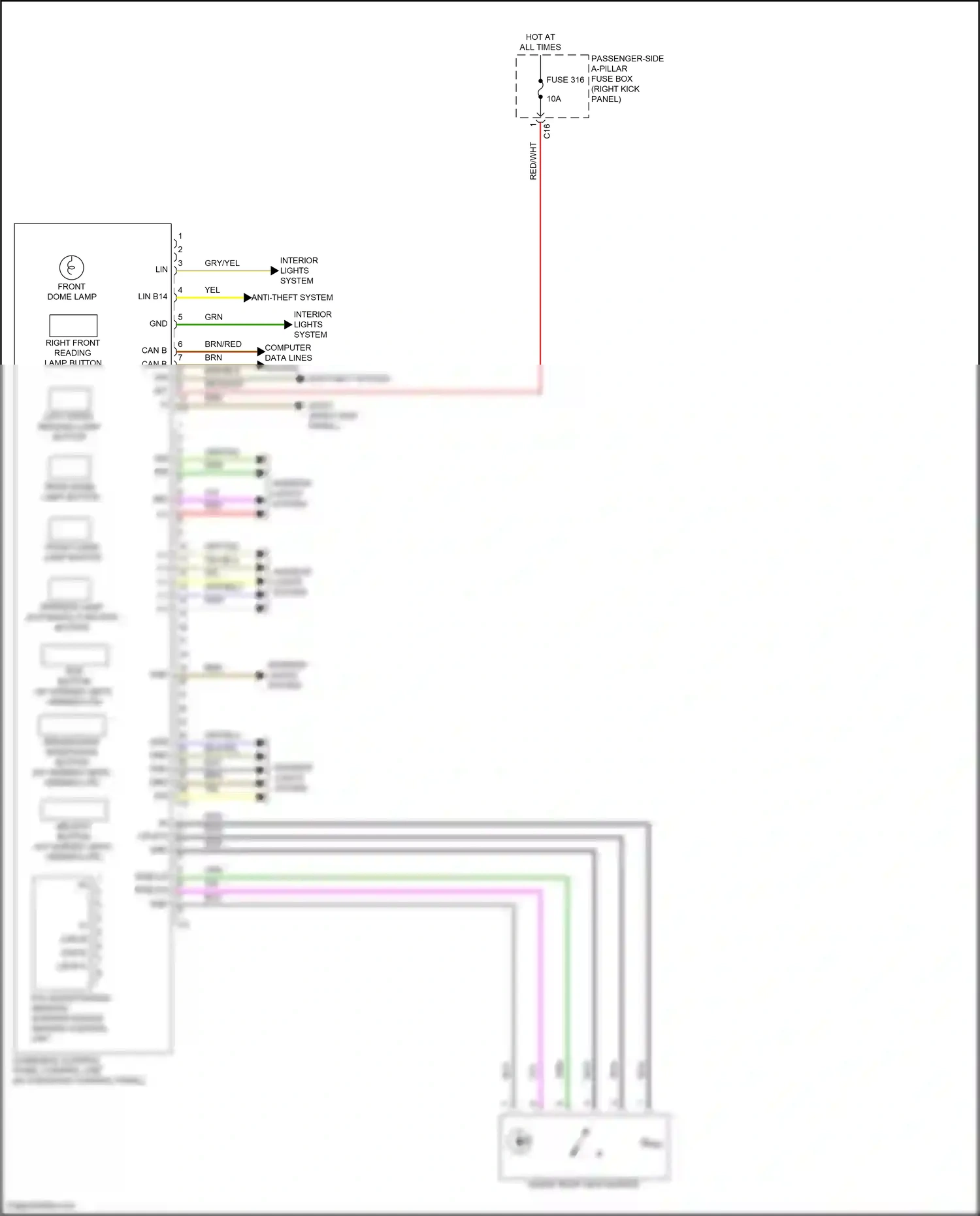 Wiring diagram overhead control panel control unit for Mercedes-Benz E-class W213/S213/C238/A238 facelift (2020-2024) (7 of 44)
