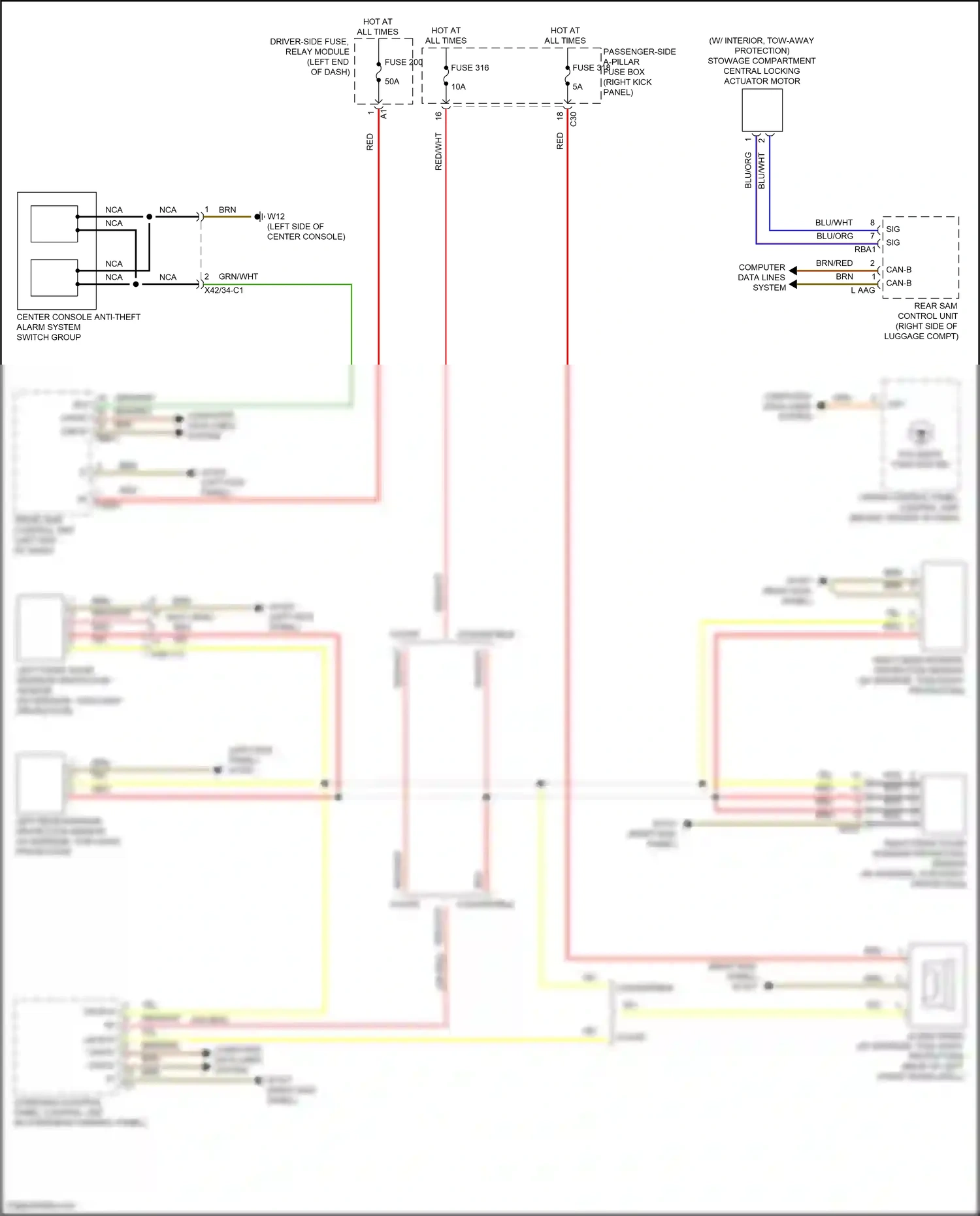 Mercedes-Benz E-class W213/S213/C238/A238 facelift (2020-2024) overhead control panel control unit wiring diagram  (21 of 44)