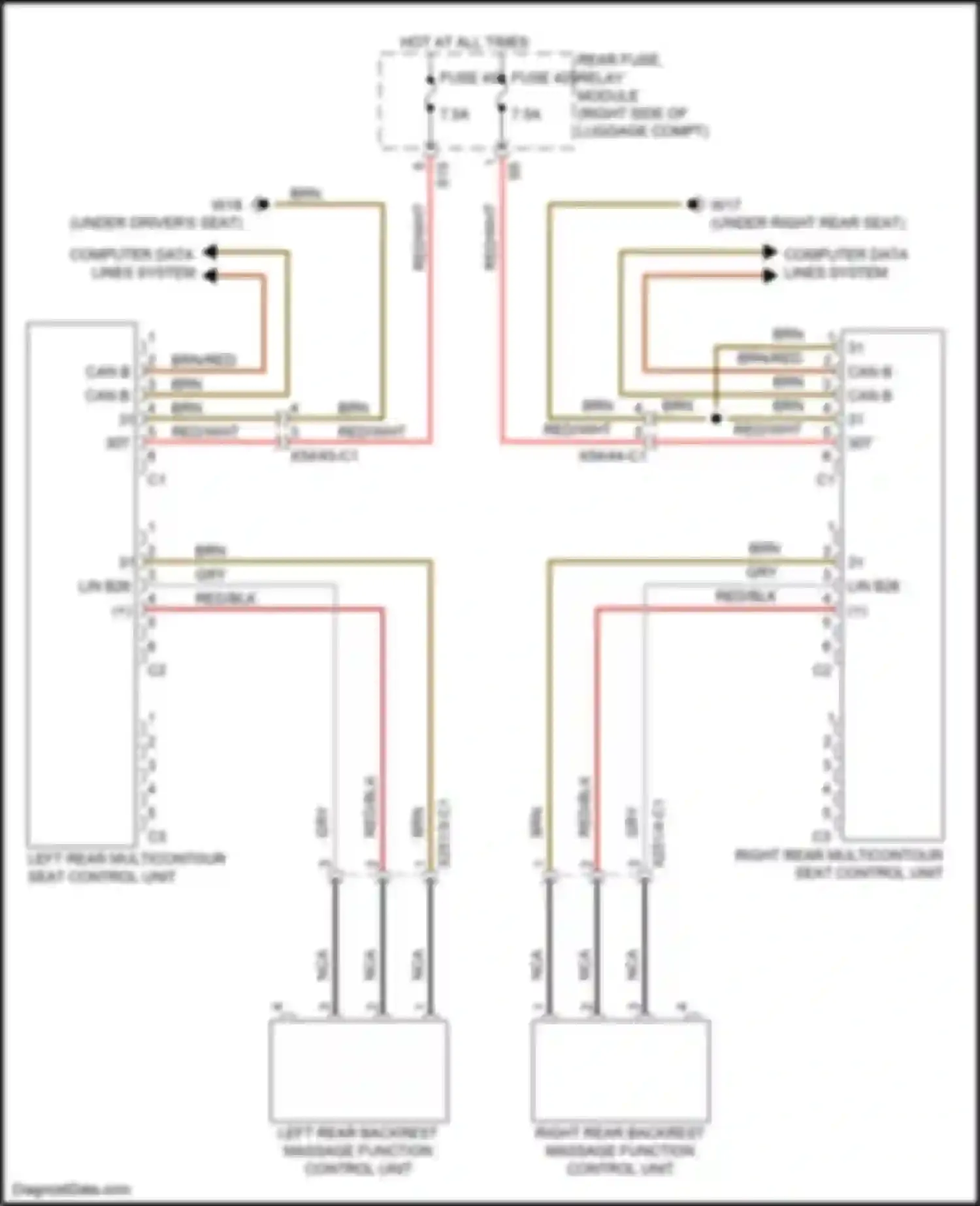 E-class Mercedes-Benz W213/S213/C238/A238 (2016-2021): Rear multicontour seat circuit