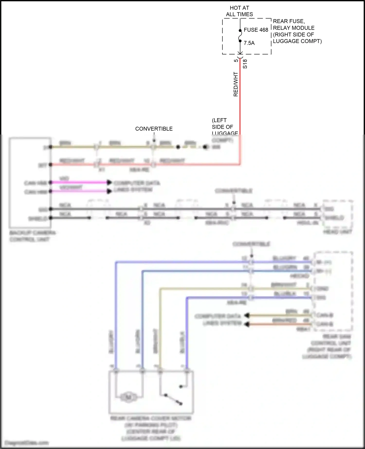 Wiring diagram backup camera control unit for Mercedes-Benz E-class W213/S213/C238/A238 (2016-2021) (4 of 5)
