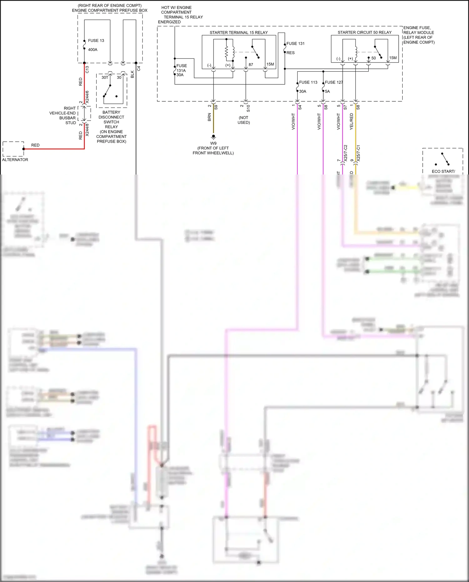 Wiring diagram eco start/ stop function button for Mercedes-Benz E-class W213/S213/C238/A238 (2016-2021) (1 of 1)
